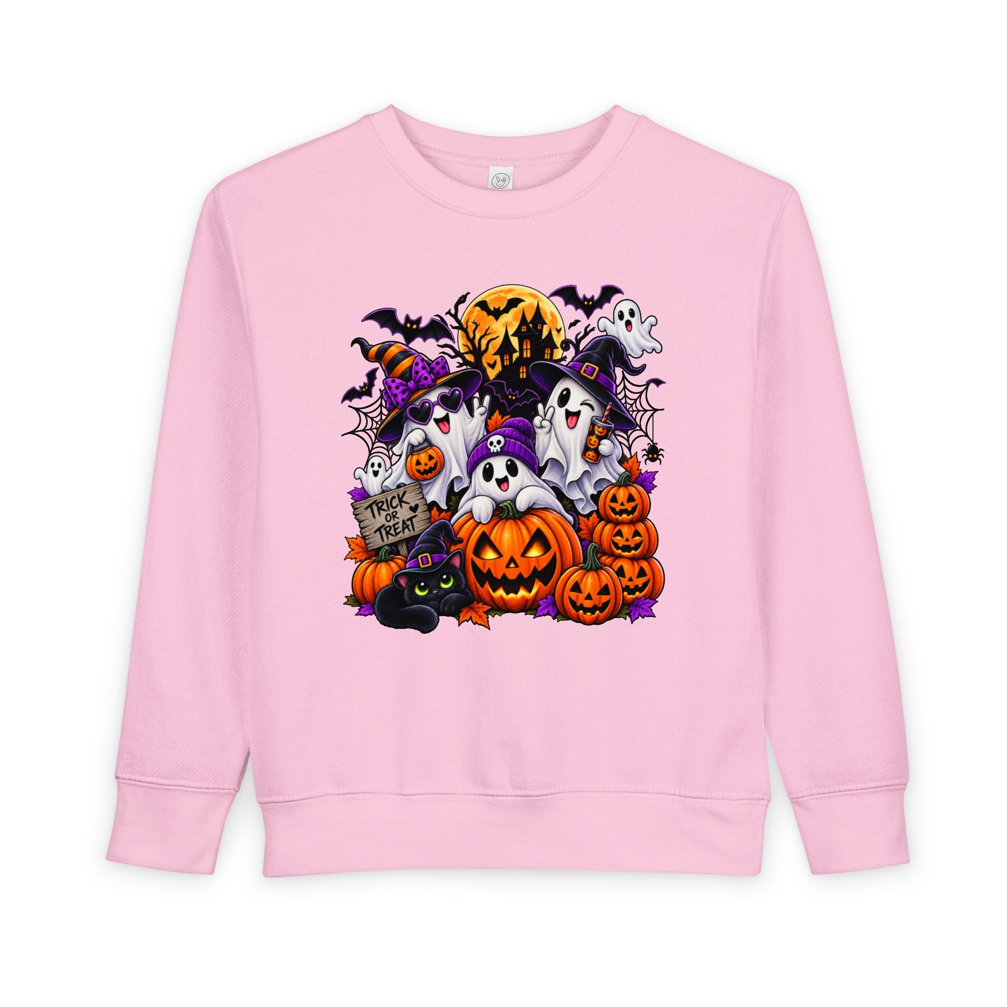 Toddler Sweatshirt — Cute Halloween Ghosts & Jack-O’-Lanterns Design