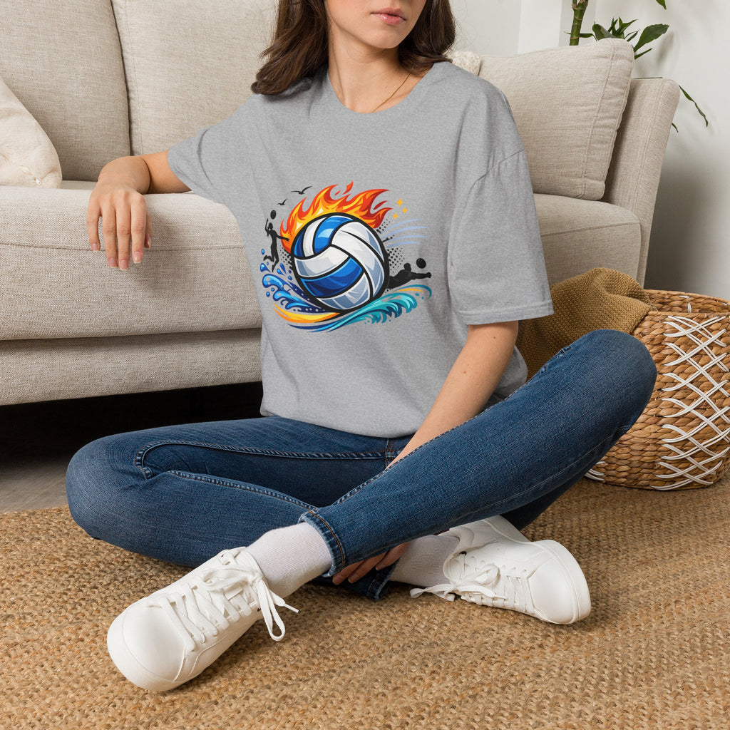 Volleyball Flame Graphic T-Shirt — Beach & Indoor Player Tee