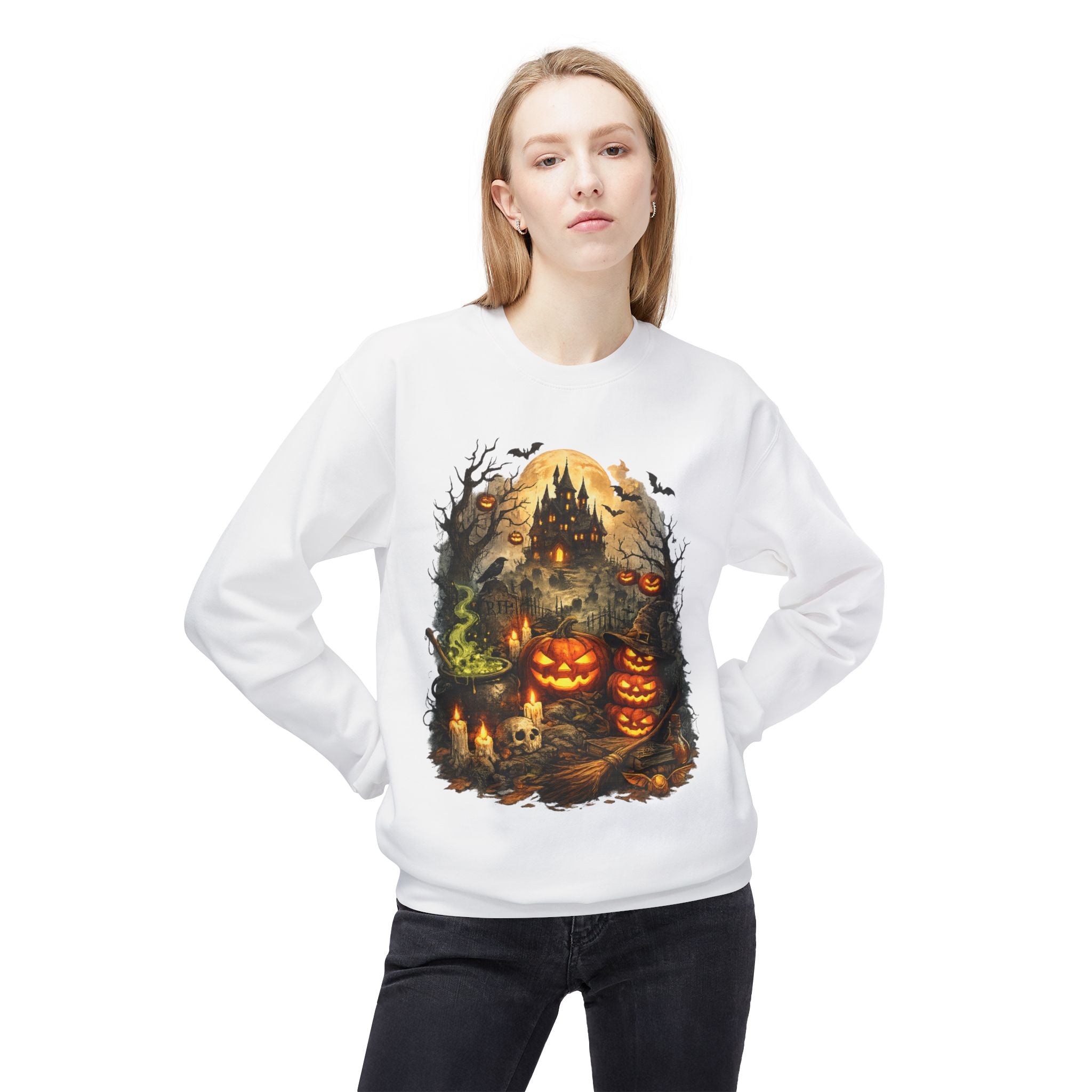 Halloween Haunted Pumpkin Crewneck Sweatshirt