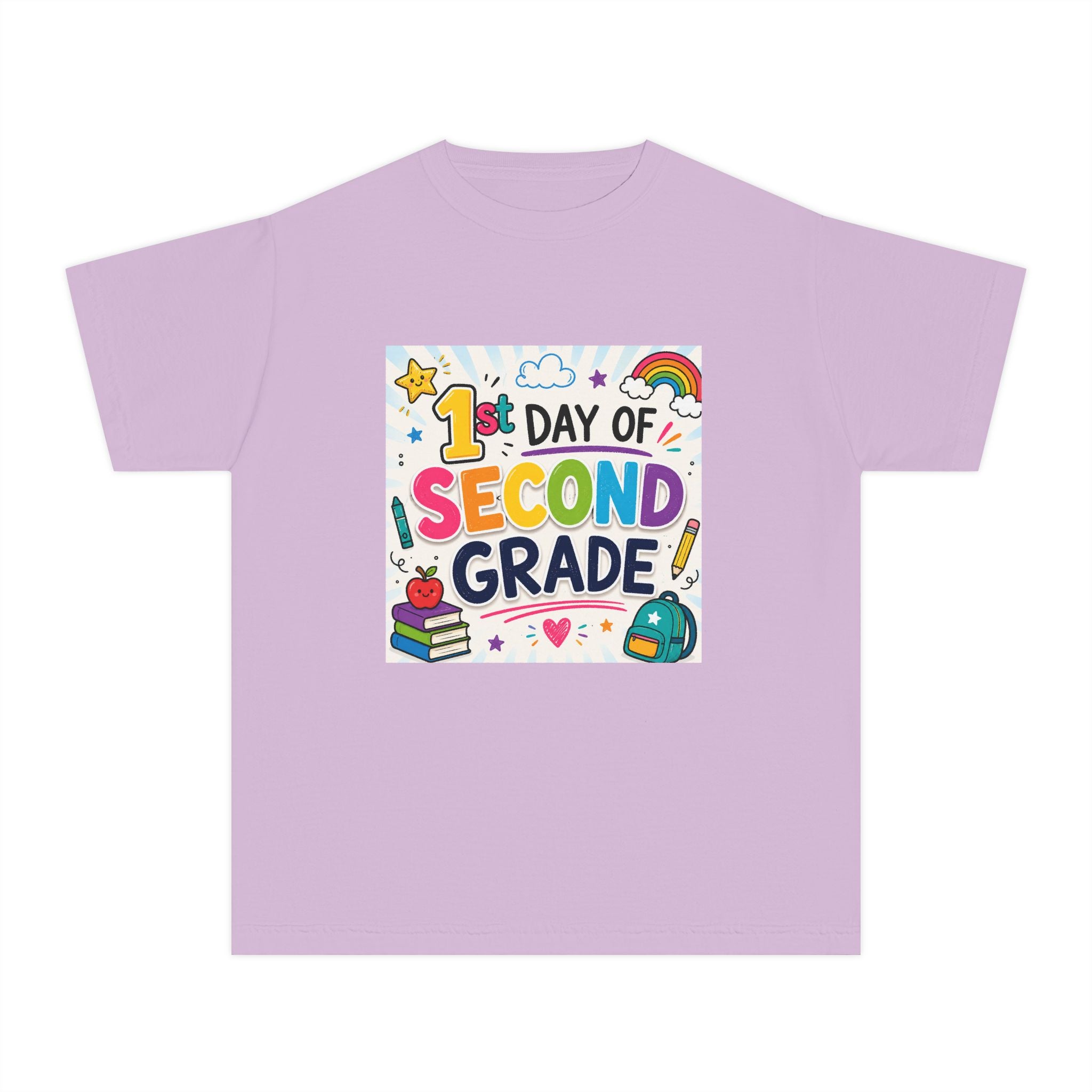 Youth Tee — "1st Day of Second Grade" Colorful Back-to-School Shirt
