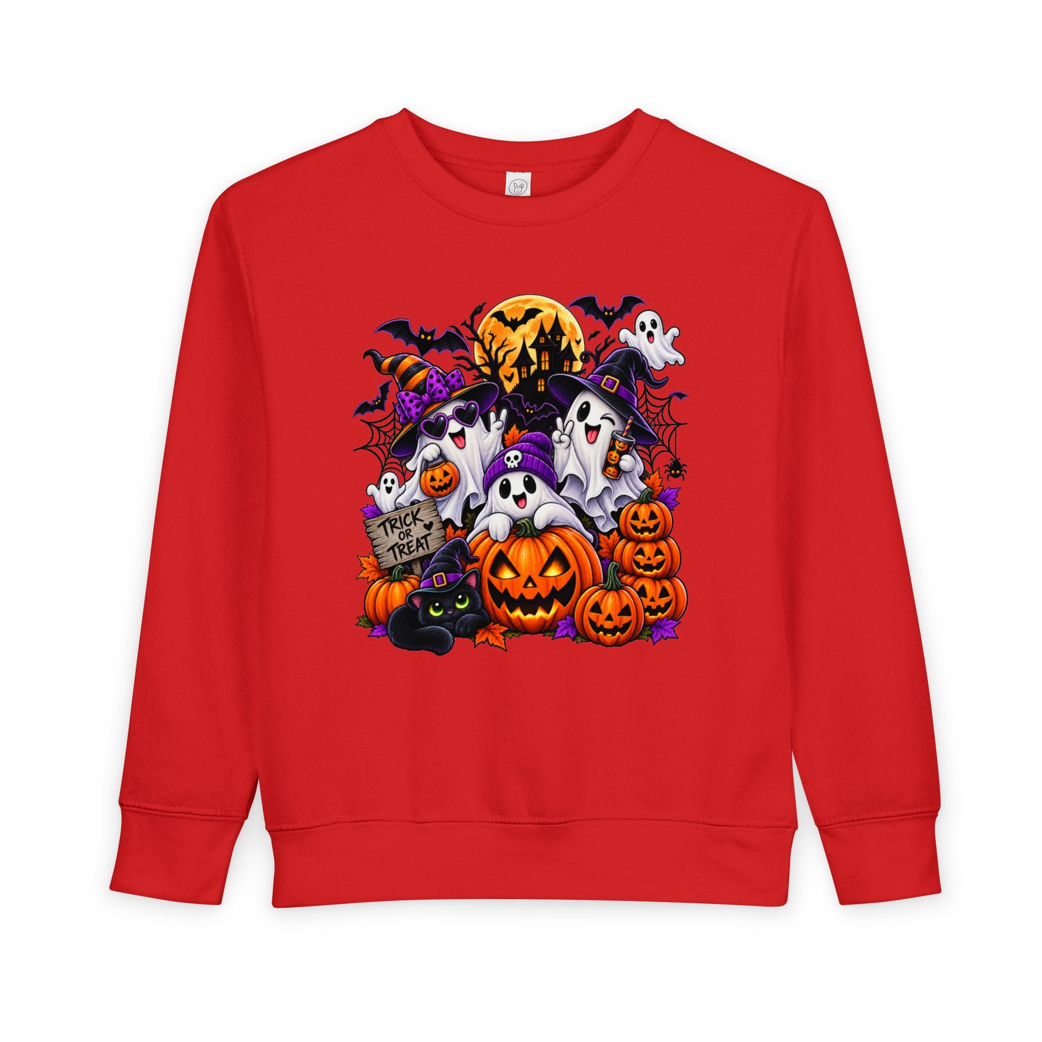 Toddler Sweatshirt — Cute Halloween Ghosts & Jack-O’-Lanterns Design