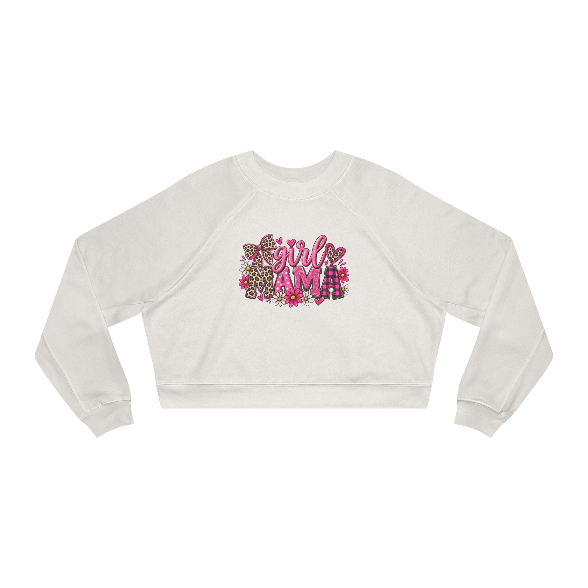 Cropped Pullover - "Girl I Am" Floral Graphic Fleece