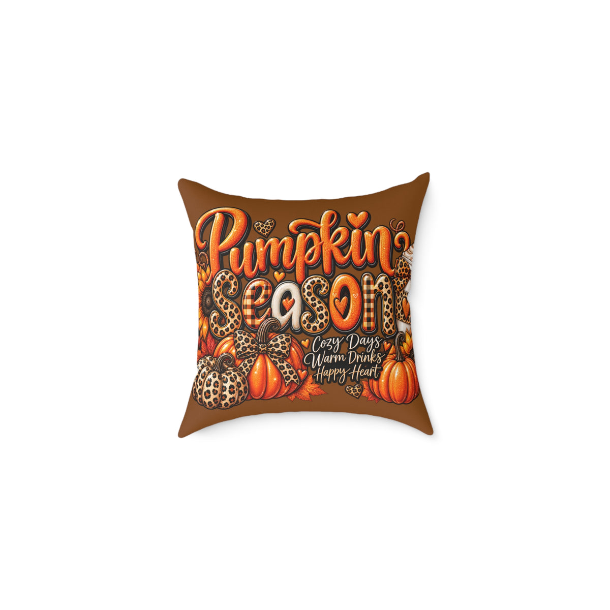 Pumpkin Season Decorative Pillow — Fall Pumpkin Spice Autumn Accent Cushion