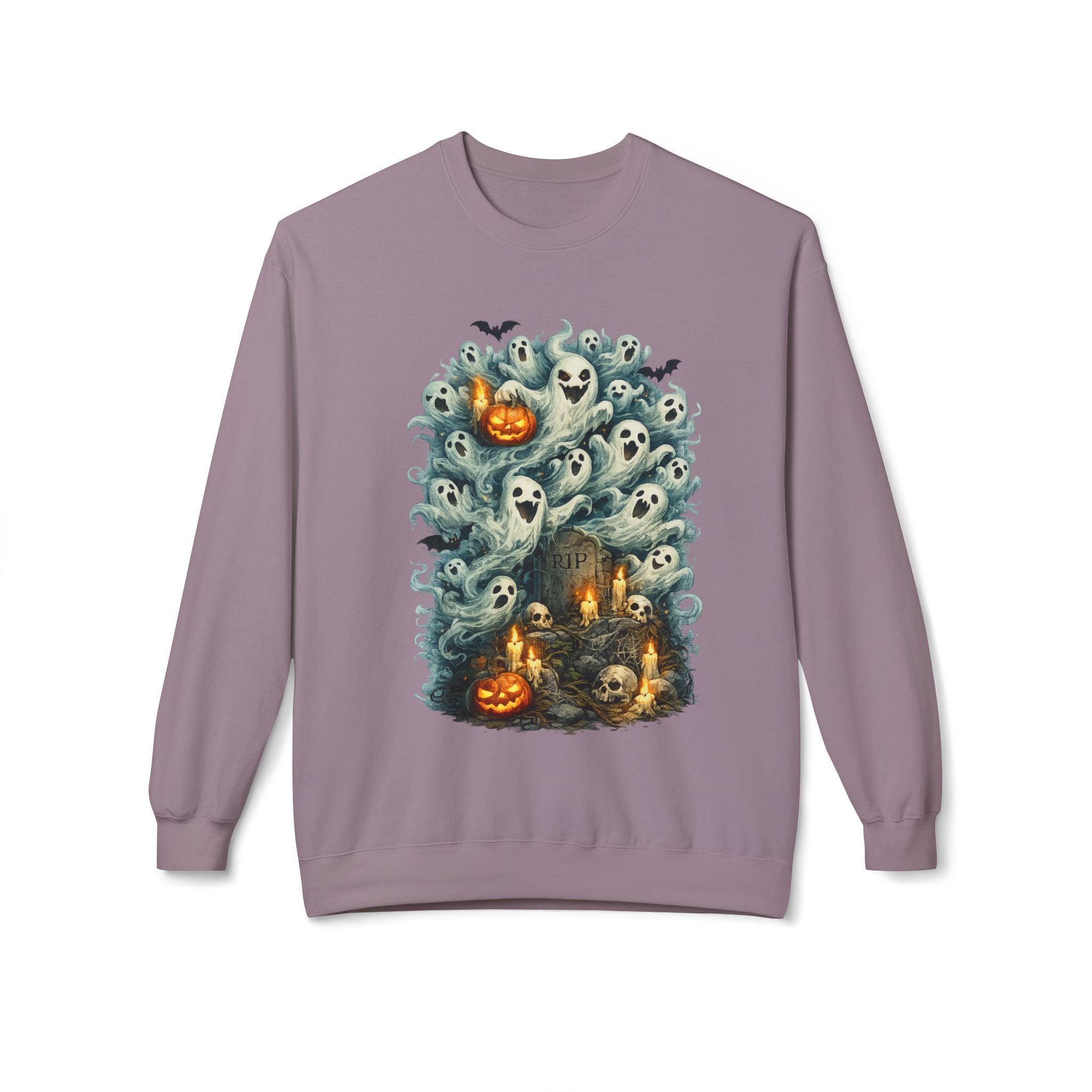 Halloween Ghost Crewneck Sweatshirt — Cute Haunted Pumpkin & Spirits Graphic