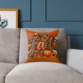 Fall Pumpkin Decorative Pillow – Autumn Harvest Square Throw Pillow