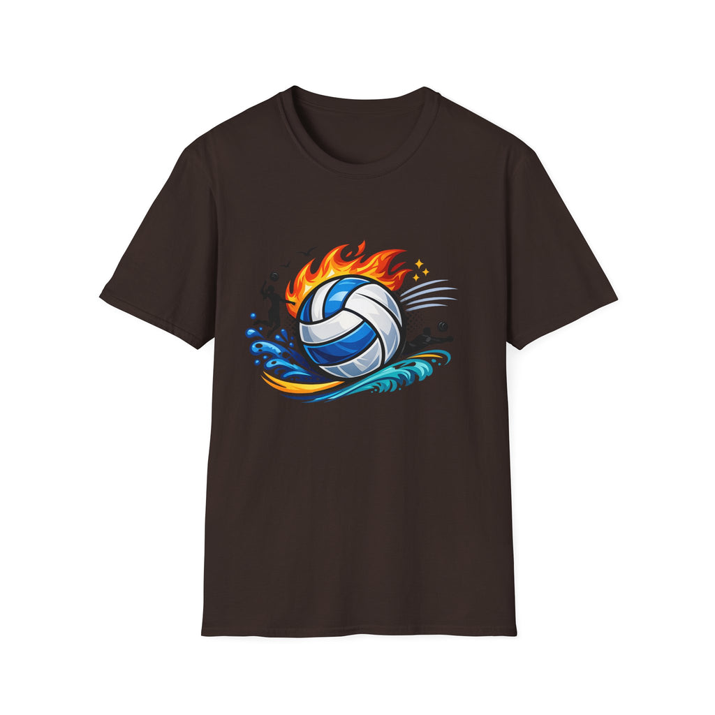 Volleyball Flame Graphic T-Shirt — Beach & Indoor Player Tee
