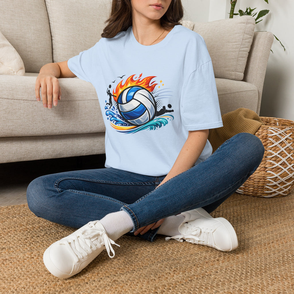 Volleyball Flame Graphic T-Shirt — Beach & Indoor Player Tee