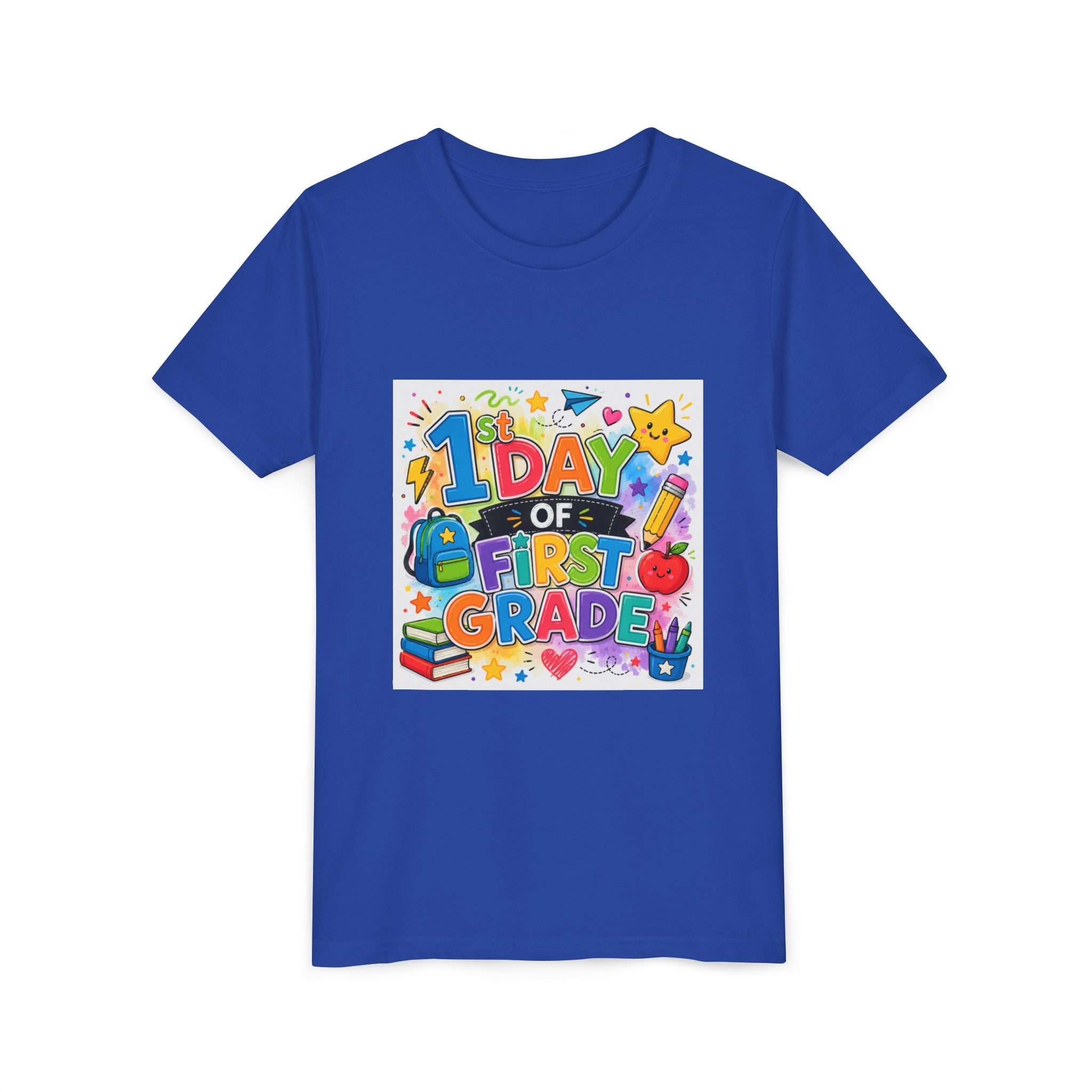 1st Day of First Grade Youth Tee — Colorful Back-to-School Kids Shirt