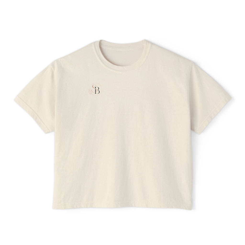 Women's Boxy Tee — Pink Gold Ribbon 'Believe' Graphic