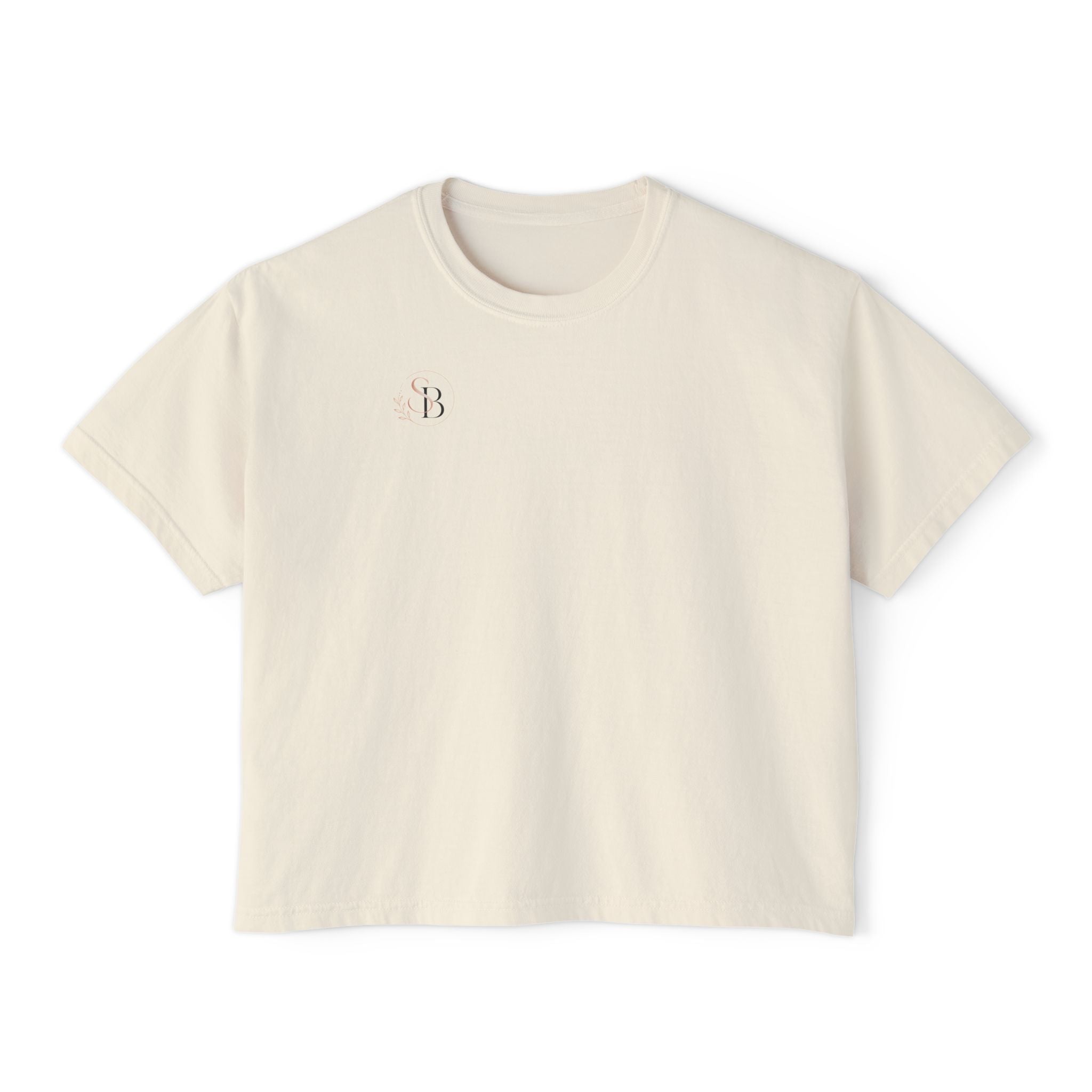 Women's Boxy Tee — Pink Gold Ribbon 'Believe' Graphic