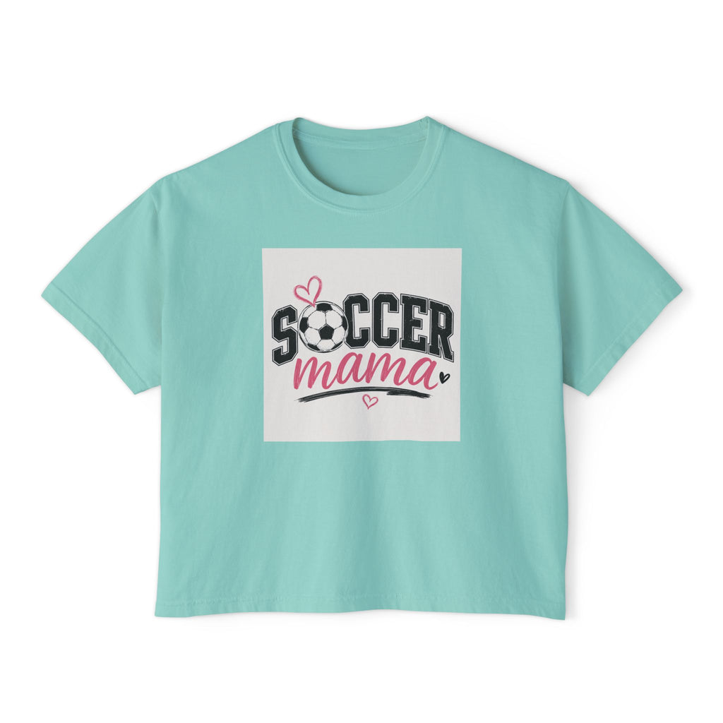 Soccer Mama Boxy Tee — Women's Soccer Mom Shirt with Heart Soccer Ball