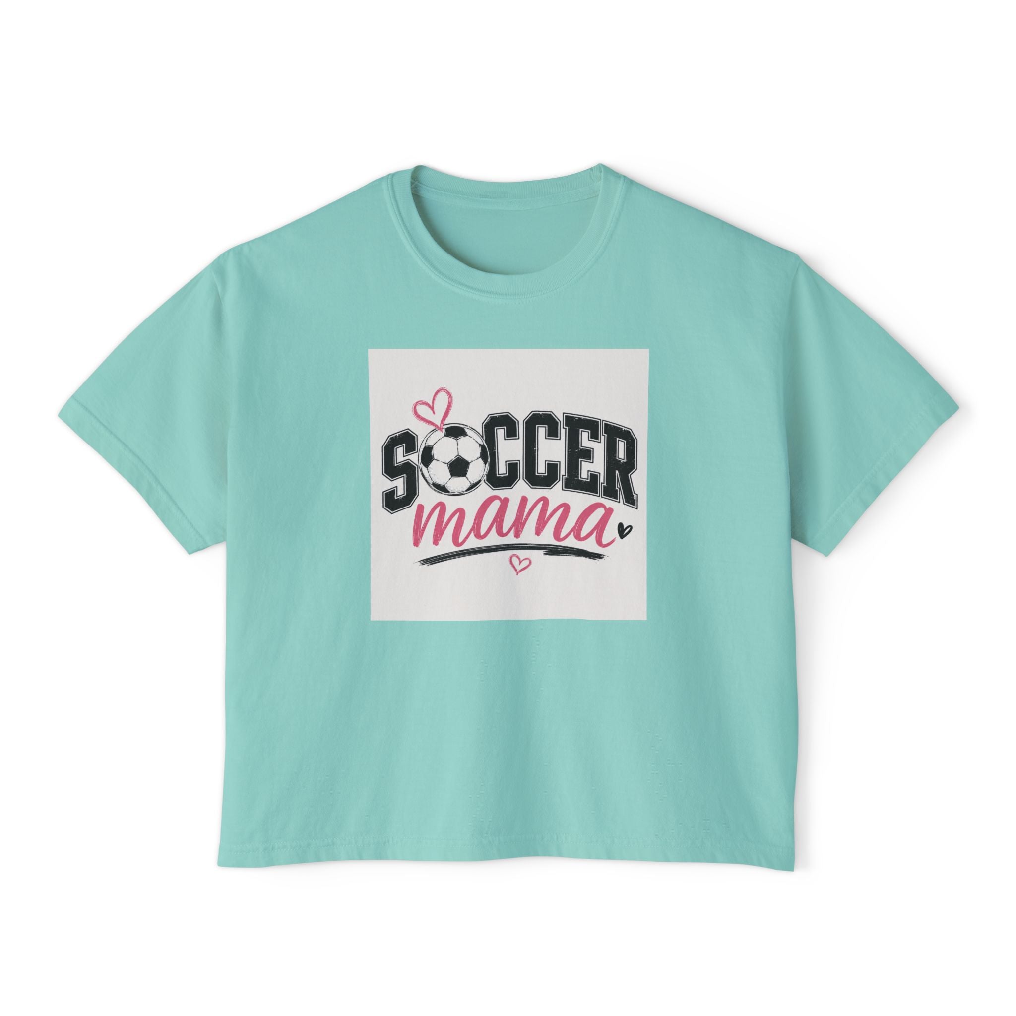 Soccer Mama Boxy Tee — Women's Soccer Mom Shirt with Heart Soccer Ball