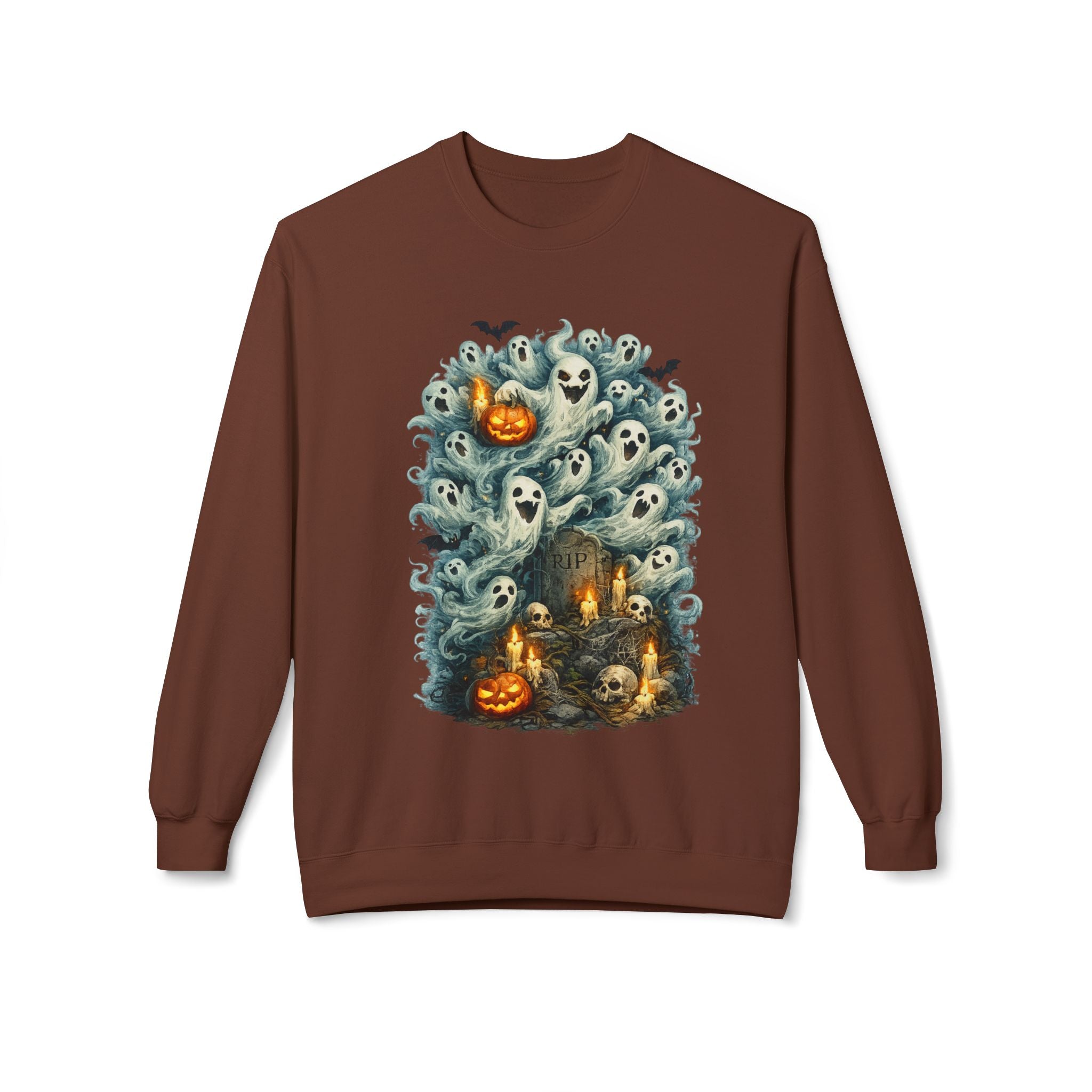 Halloween Ghost Crewneck Sweatshirt — Cute Haunted Pumpkin & Spirits Graphic