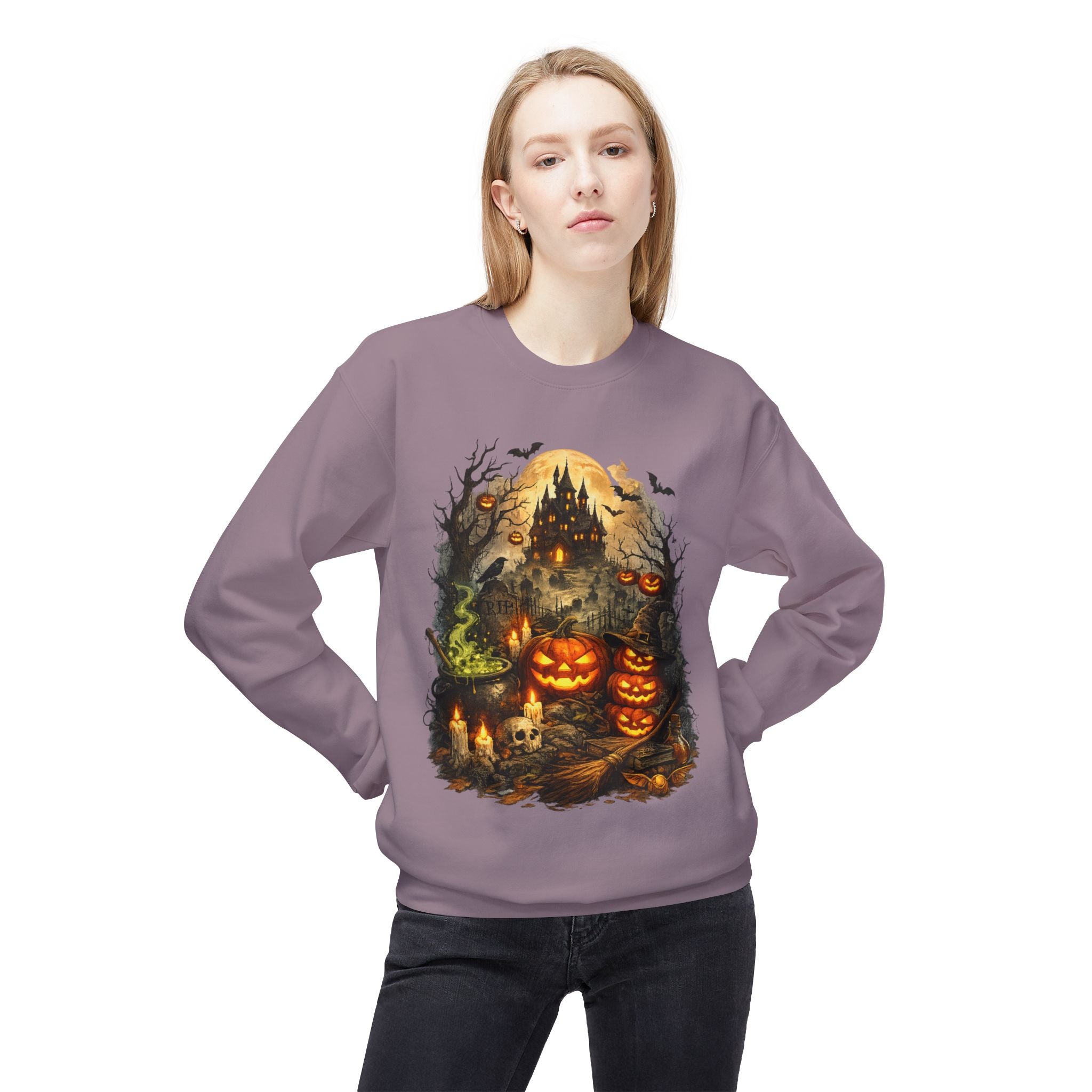 Halloween Haunted Pumpkin Crewneck Sweatshirt