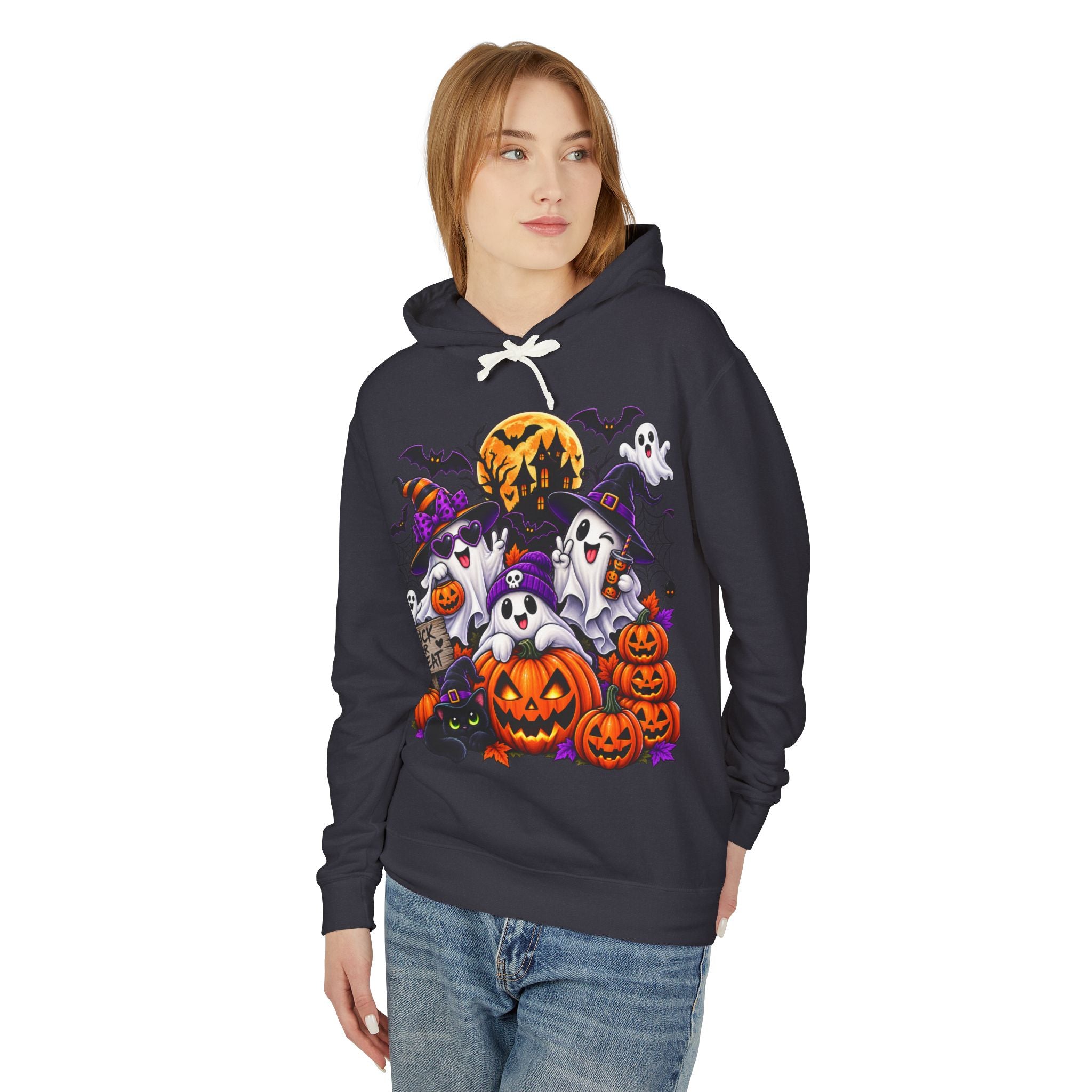 Halloween Ghosts & Pumpkins Hoodie — Cute Spooky Trick-or-Treat Graphic