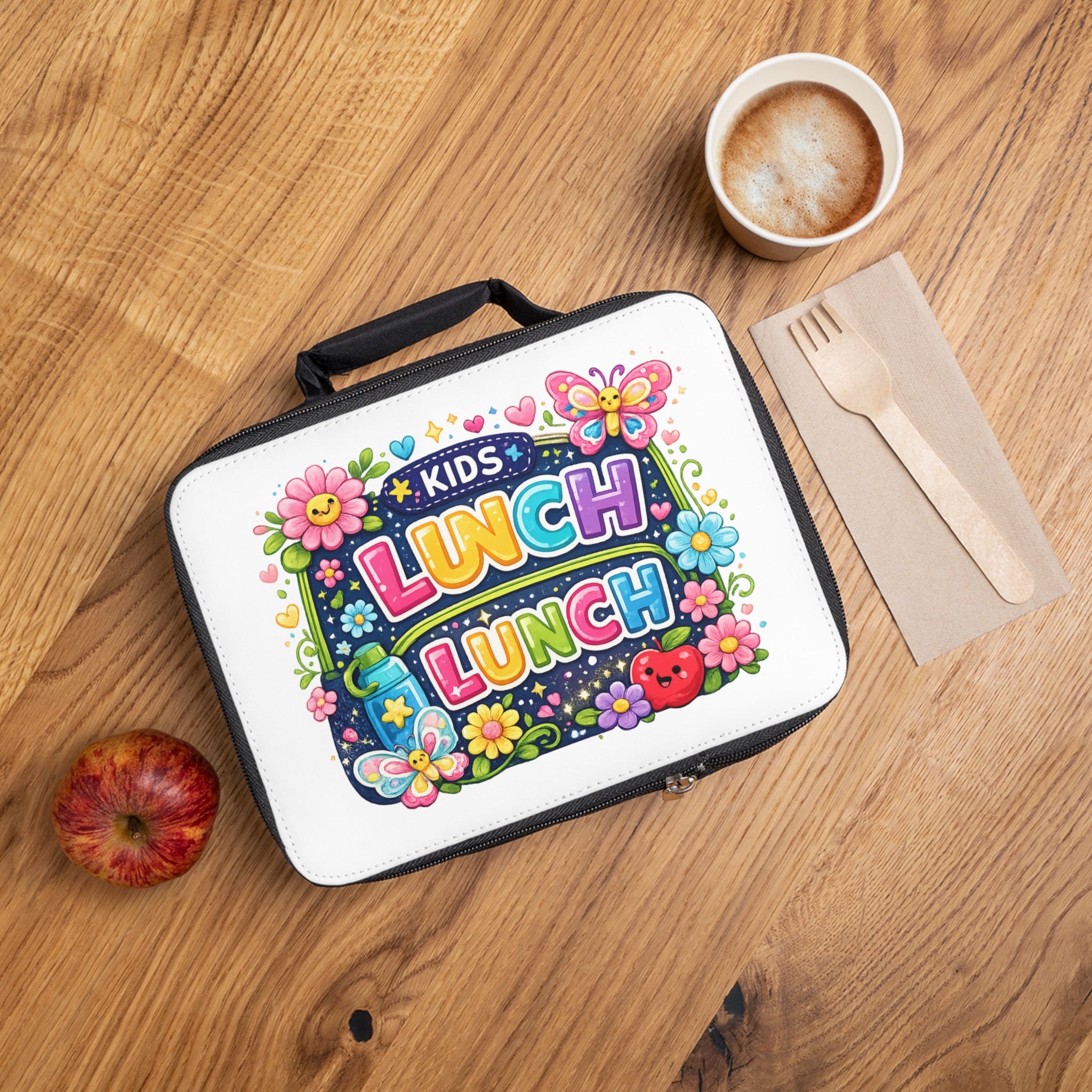 Kids Lunch Bag — Colorful Floral "Lunch Lunch" Insulated Bento Bag for School