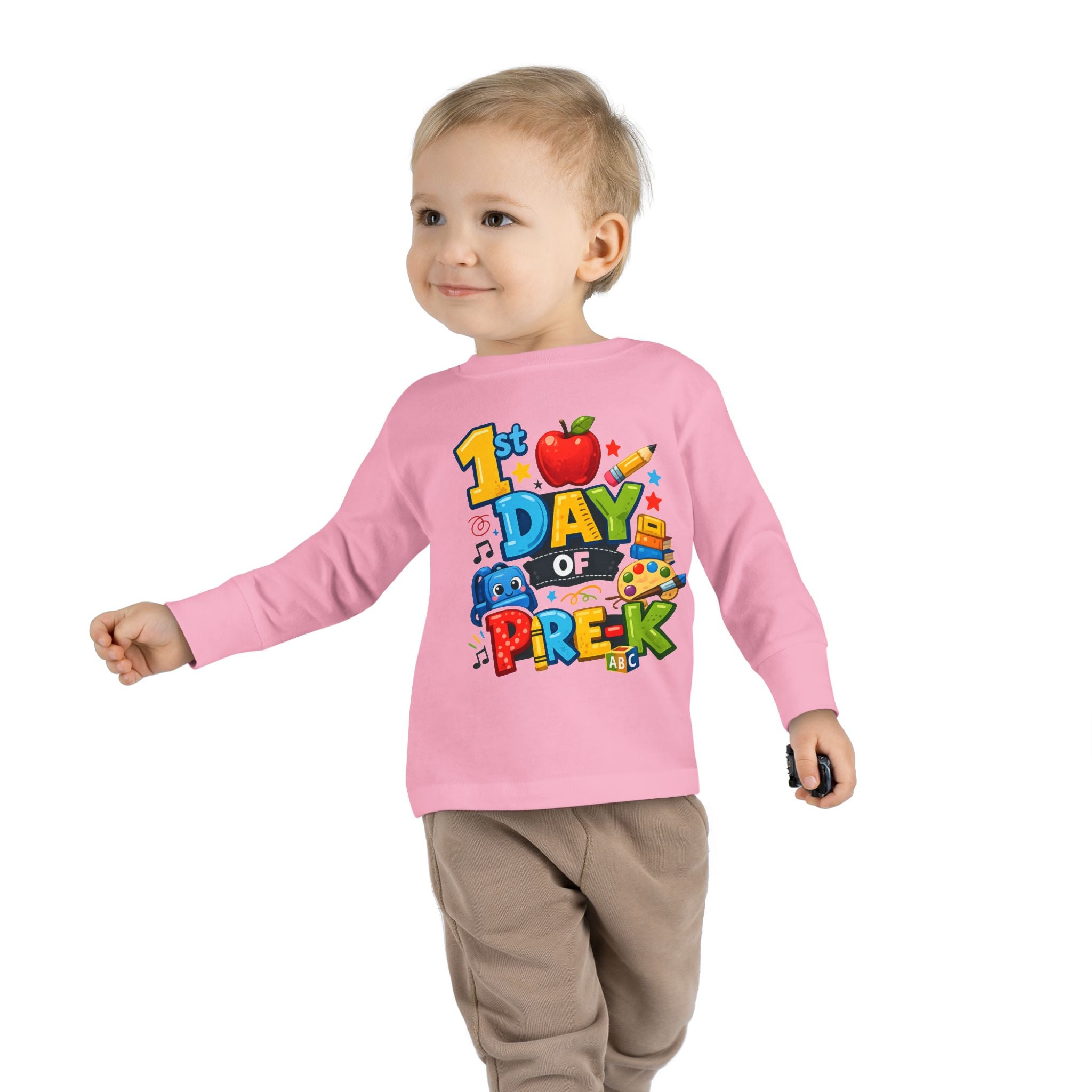1st Day of Pre-K Toddler Long Sleeve Tee — Colorful Back-to-School Shirt