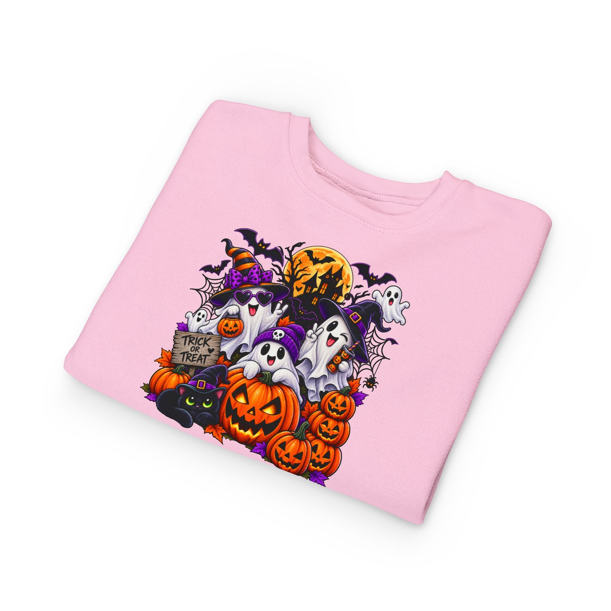 Toddler Sweatshirt — Cute Halloween Ghosts & Jack-O’-Lanterns Design