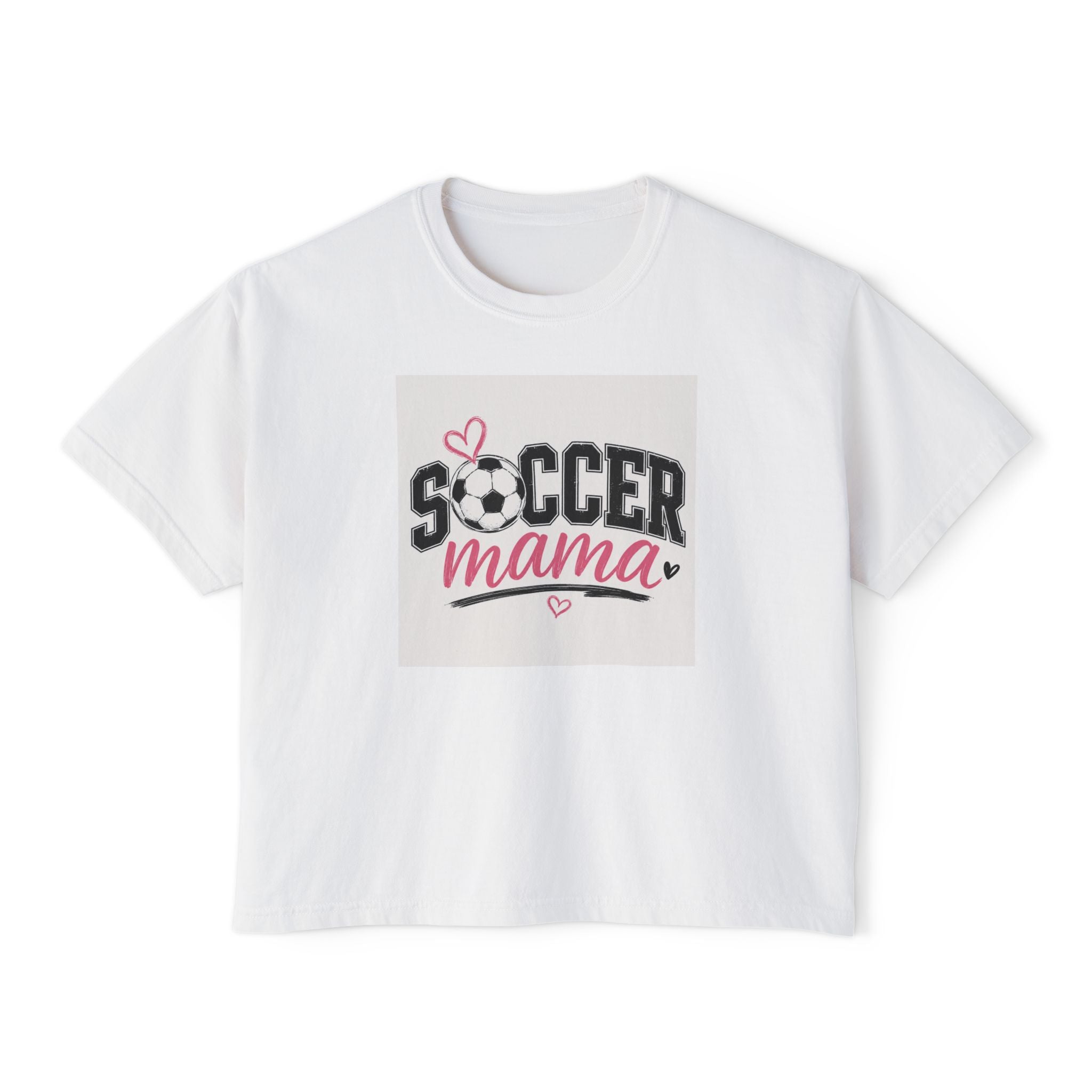 Soccer Mama Boxy Tee — Women's Soccer Mom Shirt with Heart Soccer Ball