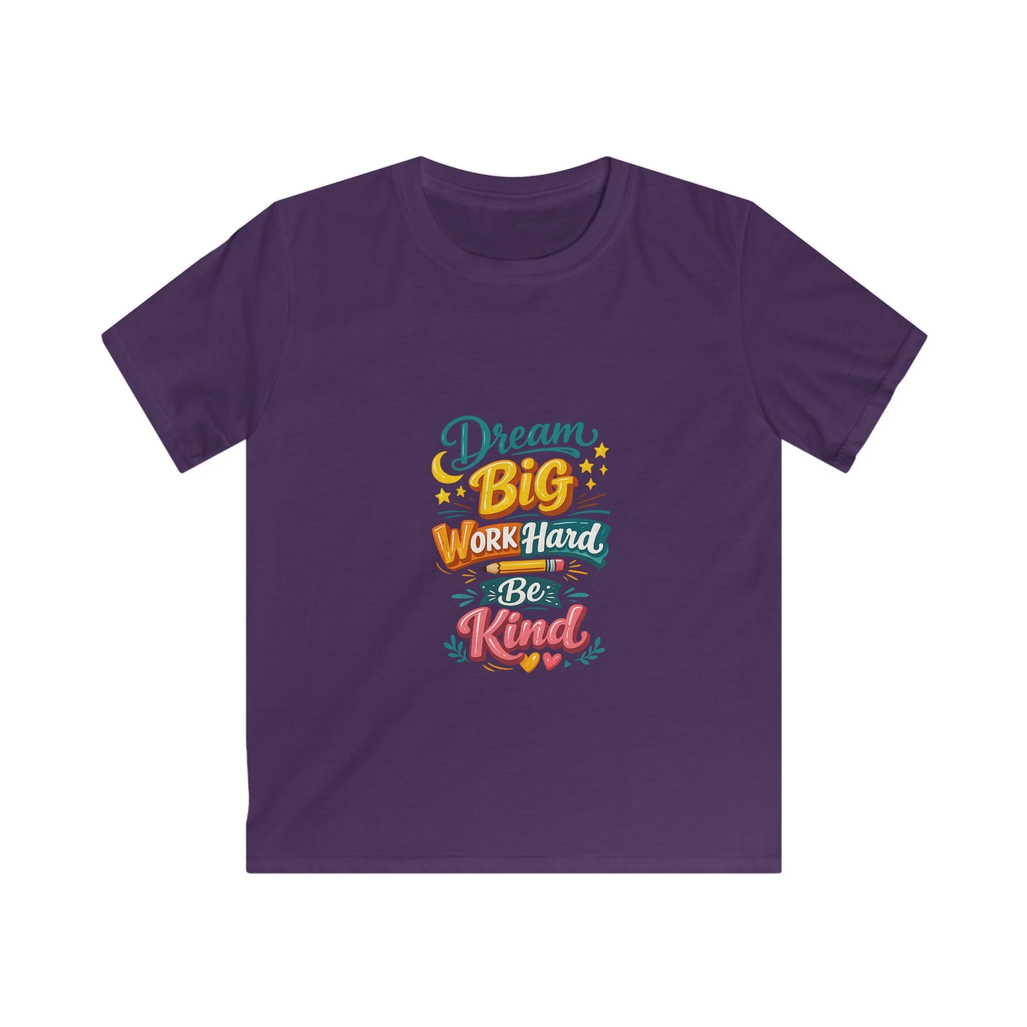 Kids Tee — "Dream Big, Work Hard, Be Kind" Motivational Graphic Shirt