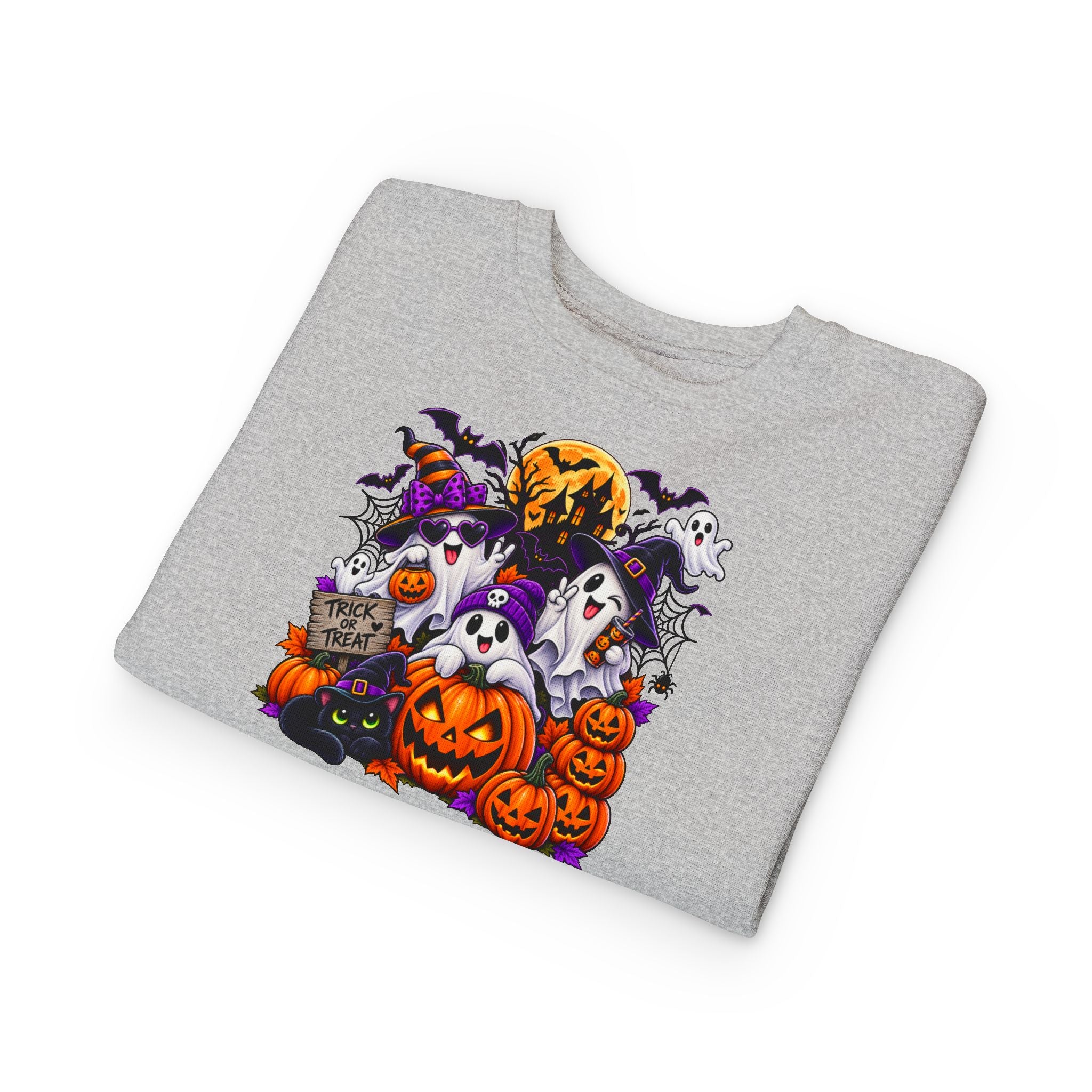 Toddler Sweatshirt — Cute Halloween Ghosts & Jack-O’-Lanterns Design