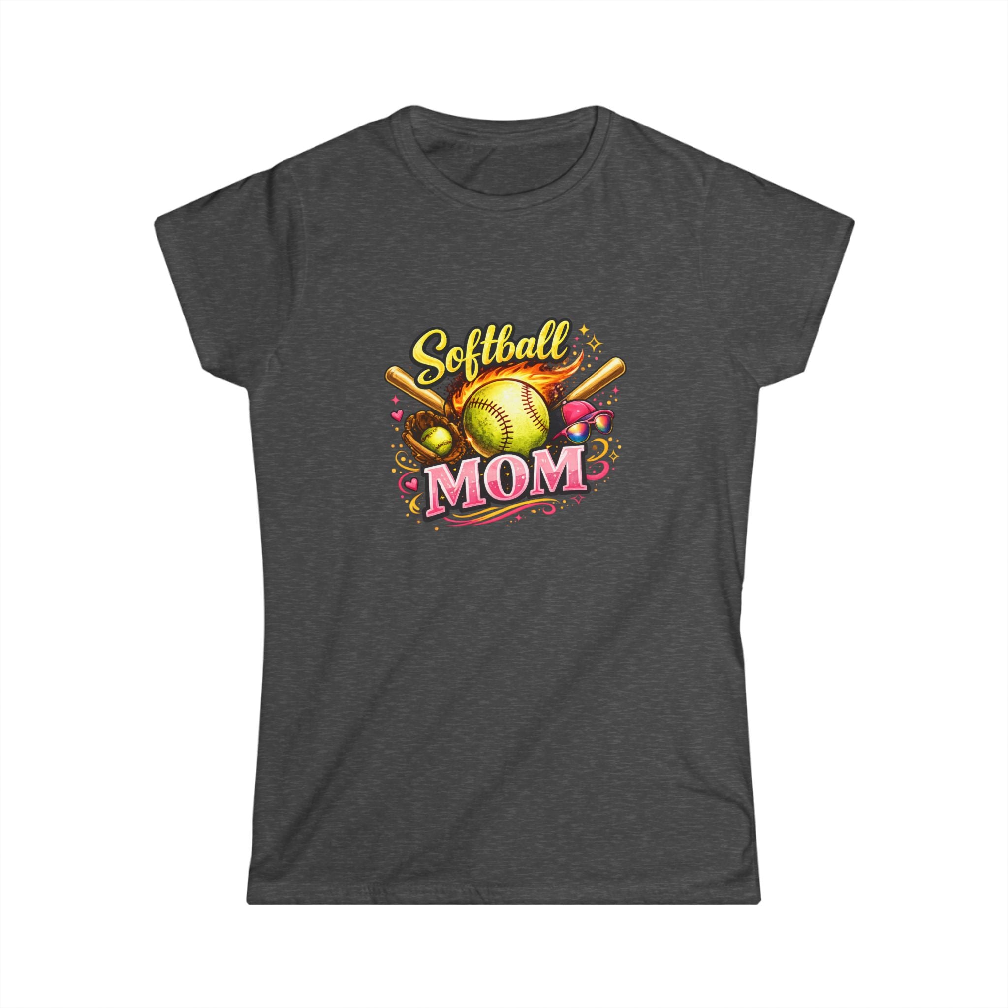 Softball Mom T-Shirt — Women's Softstyle Tee (Softball Graphic)