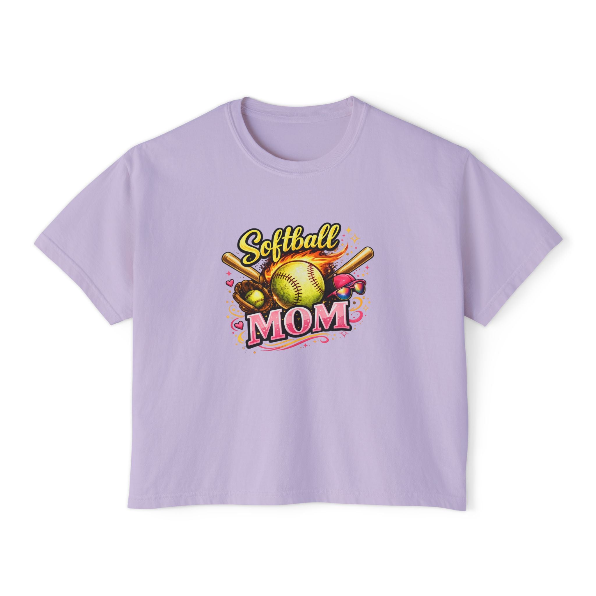 Softball Mom Boxy Tee — Cute Retro Softball Graphic for Baseball Moms