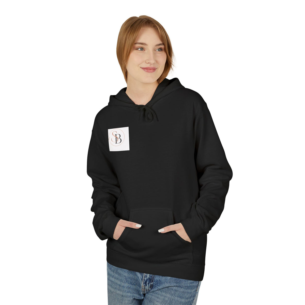 Monogram SB Minimal Logo Hoodie – Elegant Rose Gold Initials Pullover