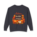 Autumn Leaves & Pumpkins Crewneck Sweatshirt — "Autumn Gives Us Time to Be Beautiful & Let Things Go"