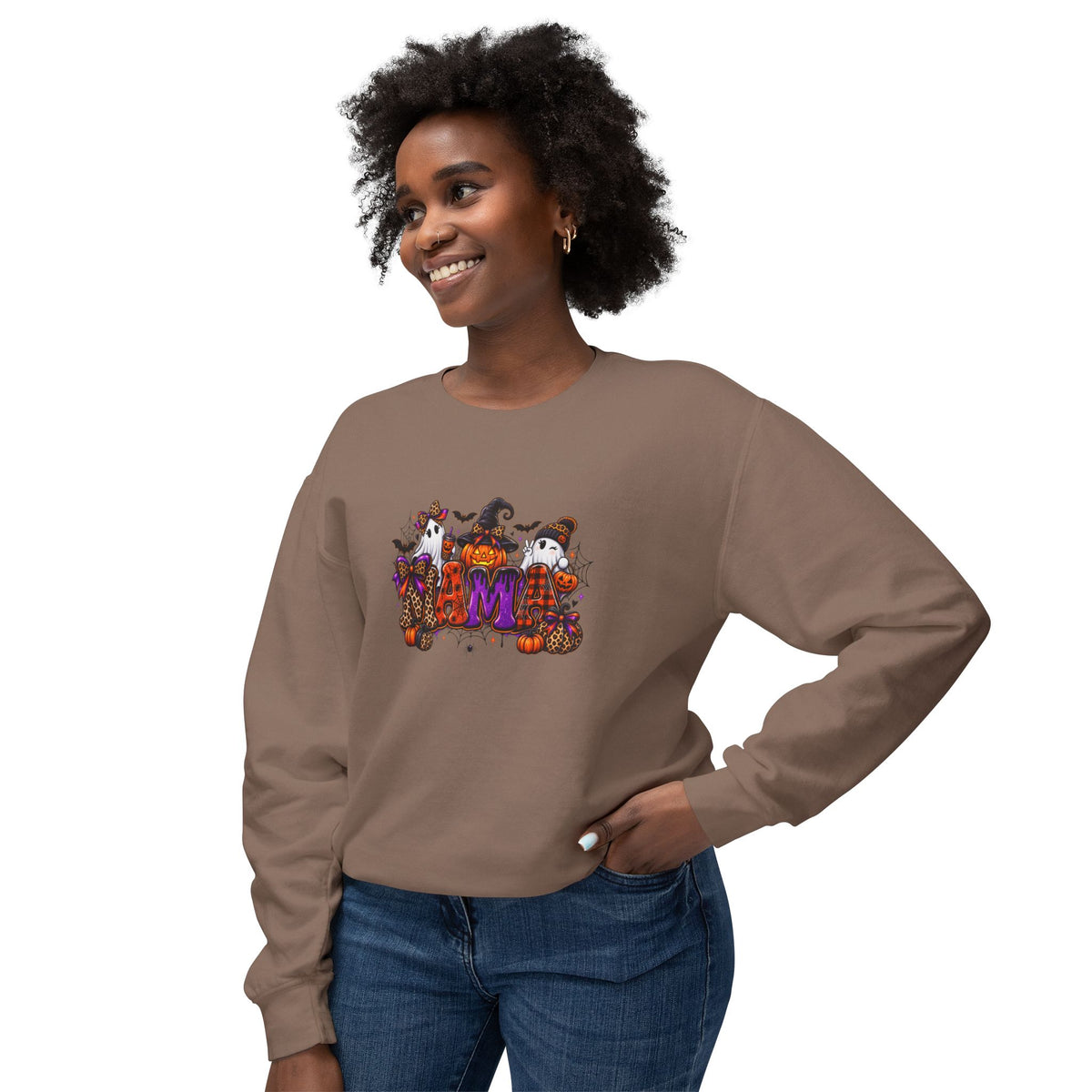 Halloween Mom Crewneck Sweatshirt — Cute Pumpkin Witch Cats Autumn Graphic