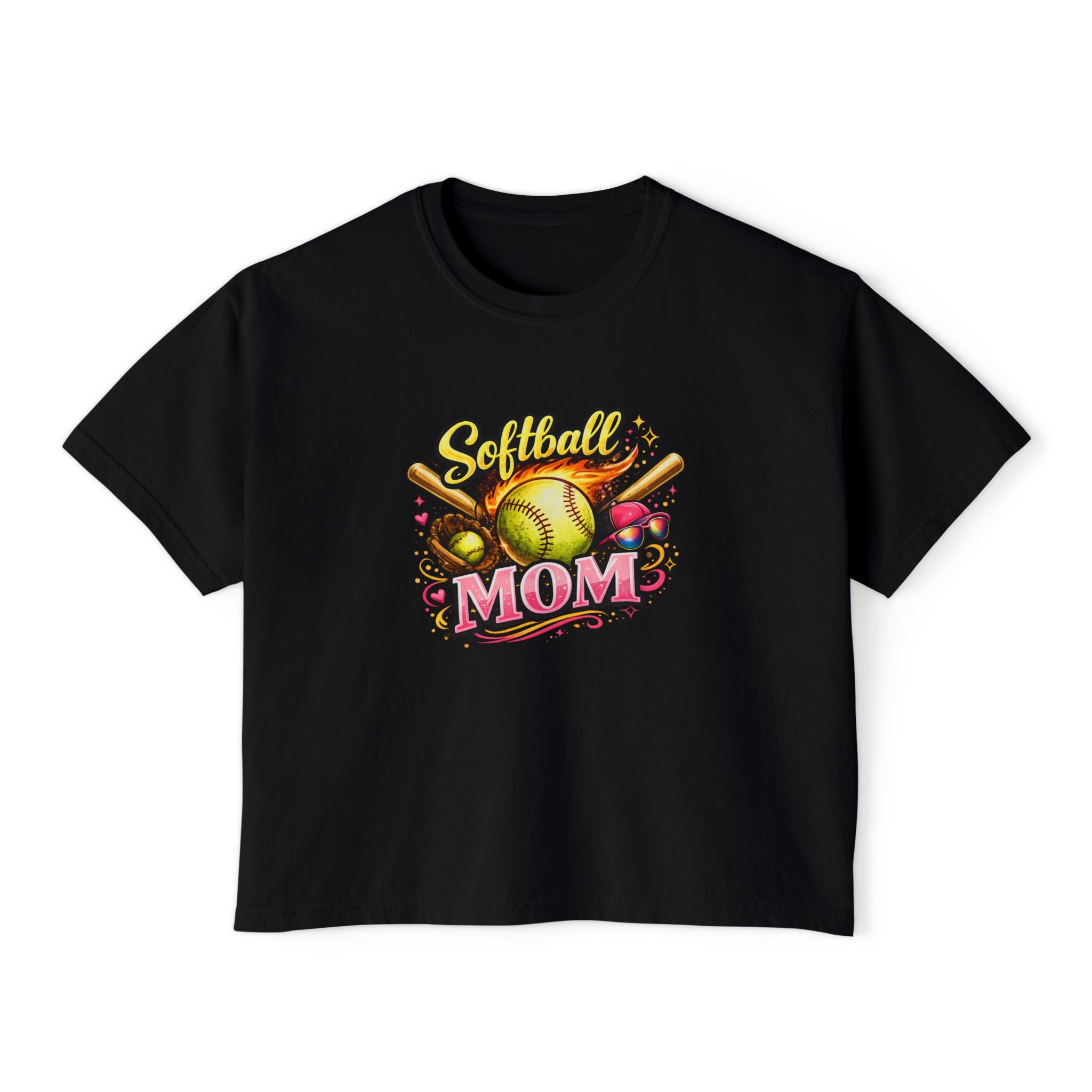 Softball Mom Boxy Tee — Cute Retro Softball Graphic for Baseball Moms