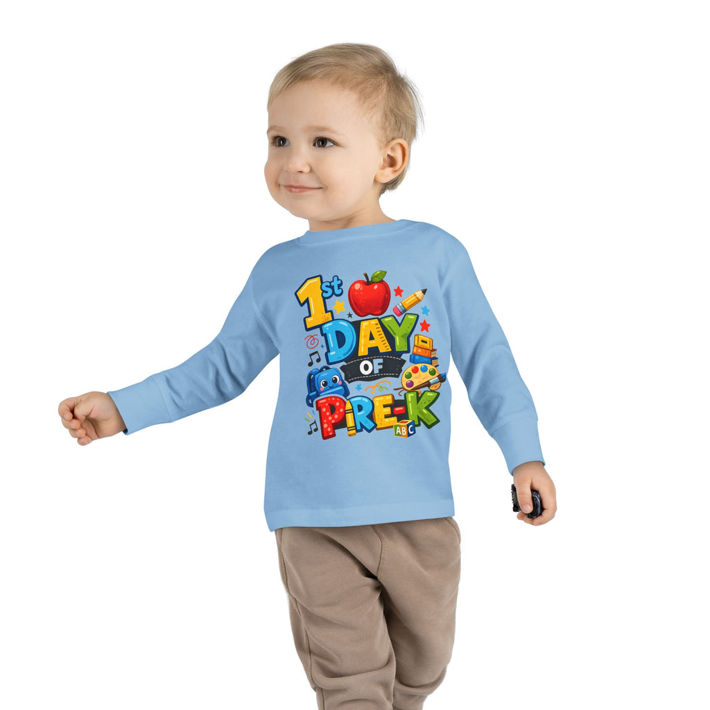 1st Day of Pre-K Toddler Long Sleeve Tee — Colorful Back-to-School Shirt