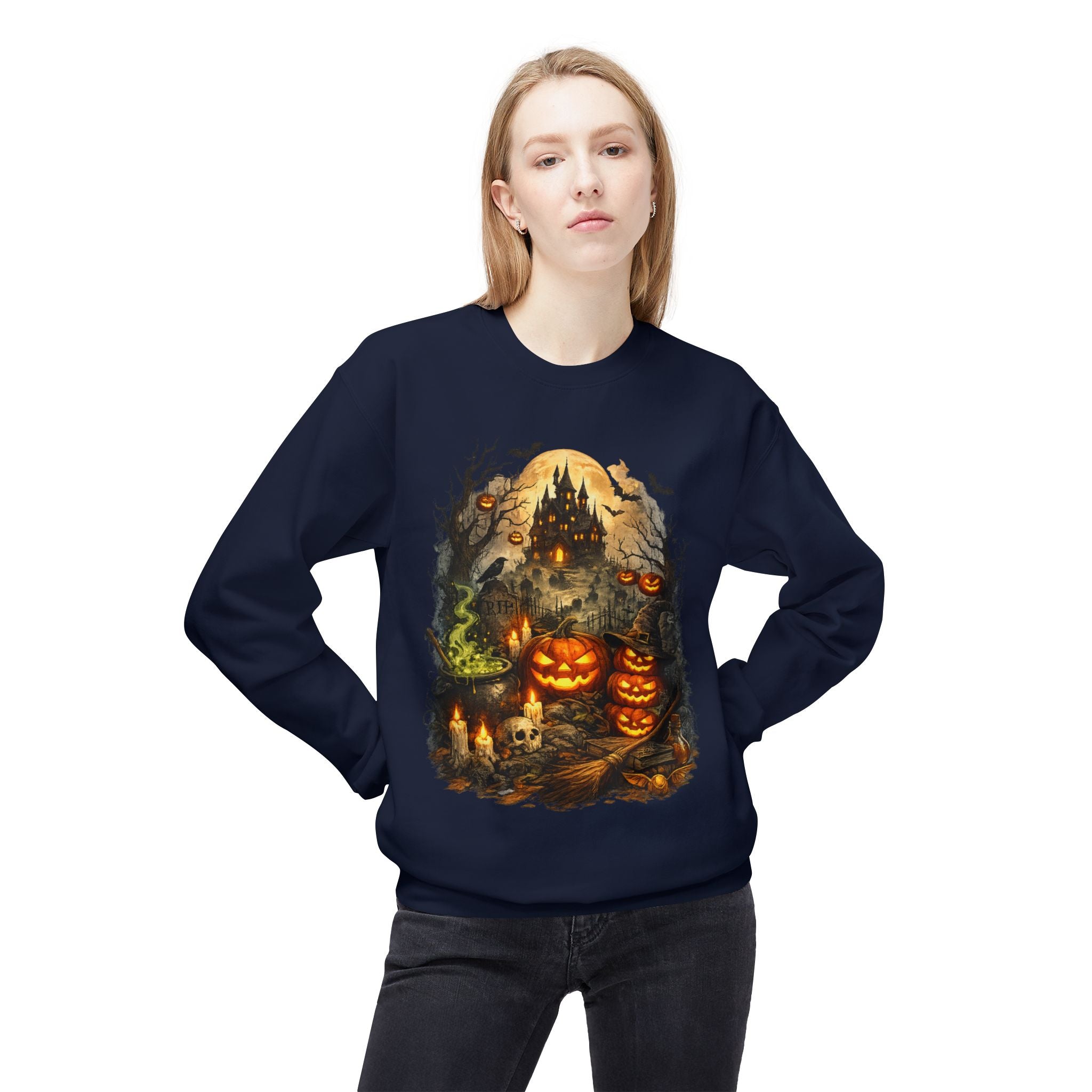 Halloween Haunted Pumpkin Crewneck Sweatshirt