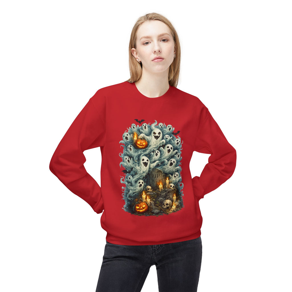 Halloween Ghost Crewneck Sweatshirt — Cute Haunted Pumpkin & Spirits Graphic