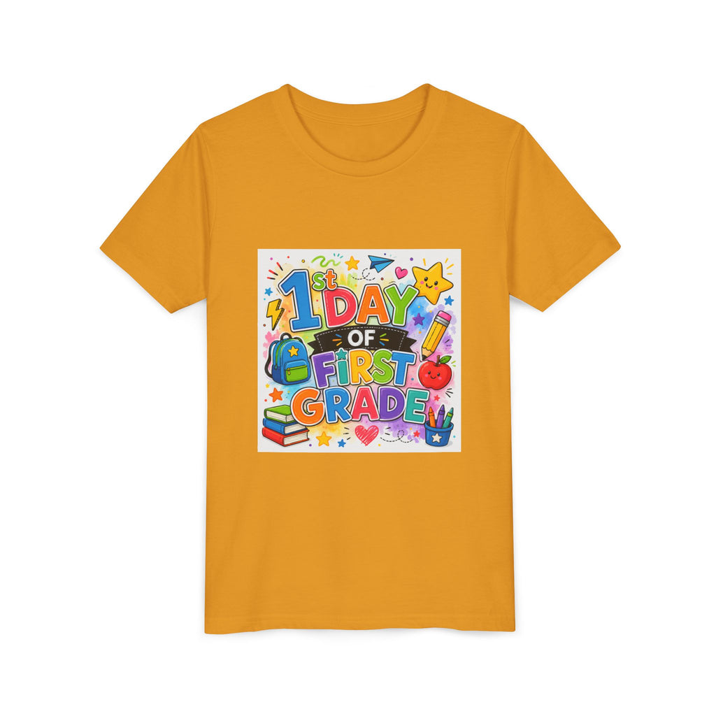 1st Day of First Grade Youth Tee — Colorful Back-to-School Kids Shirt