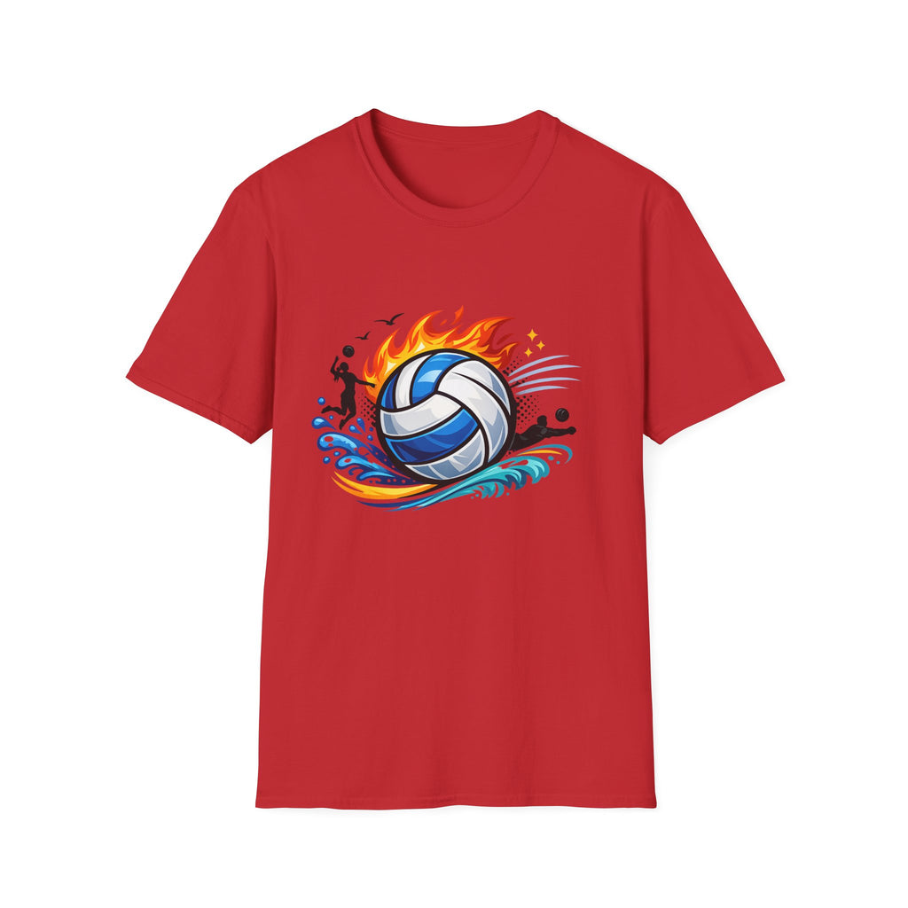 Volleyball Flame Graphic T-Shirt — Beach & Indoor Player Tee