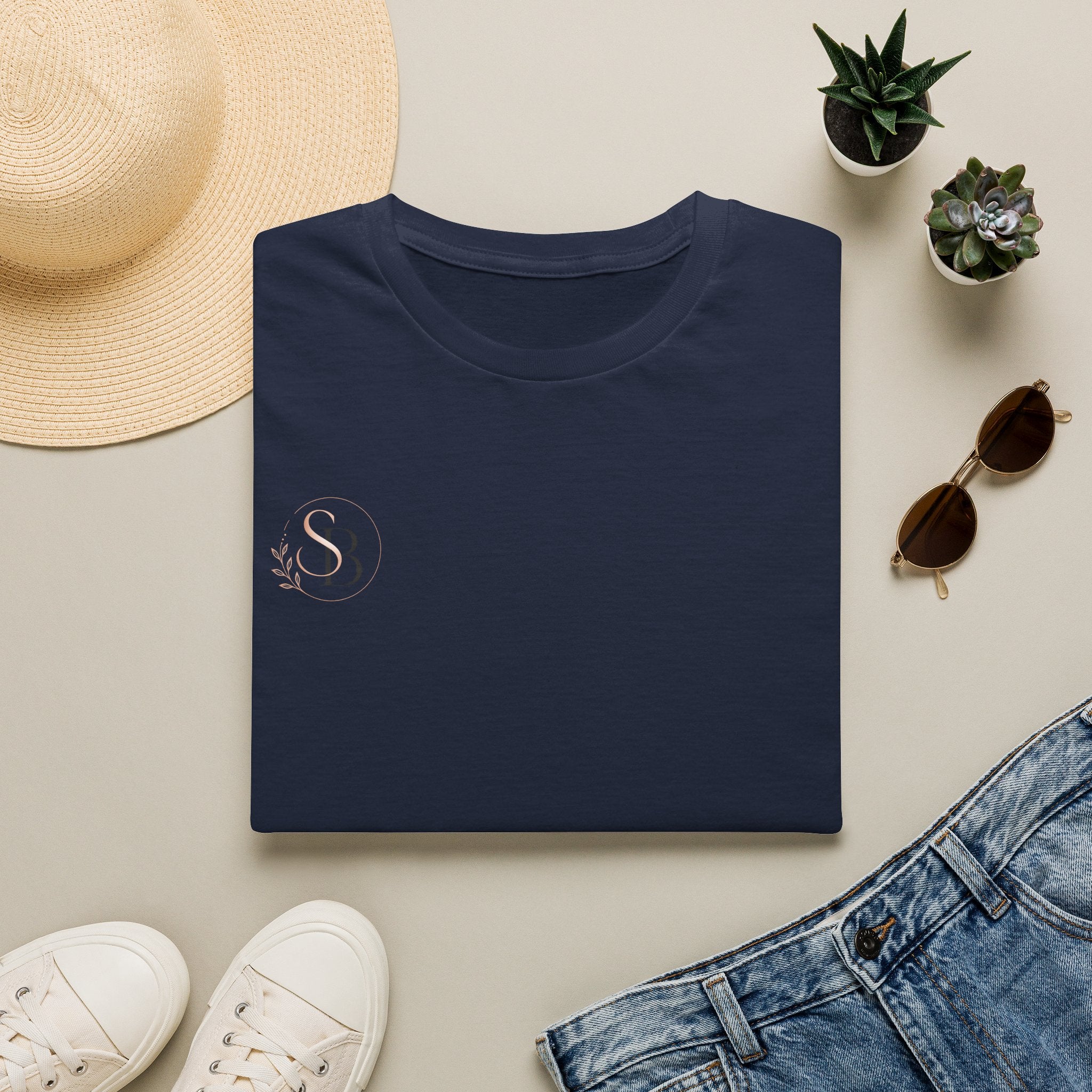 Minimal Monogram T-Shirt — Elegant 'SB' Initial Tee