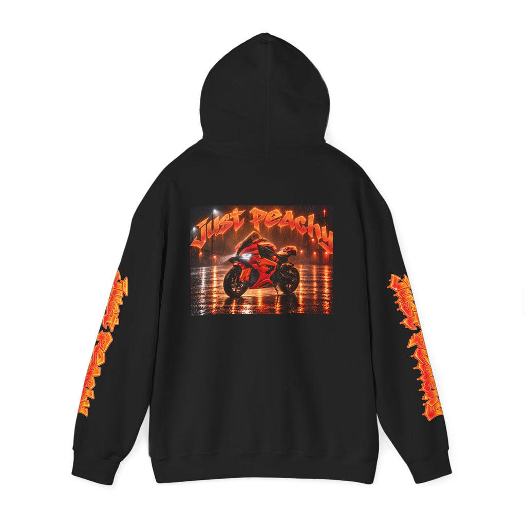 Motorcycle Hoodie — 'Just Reachin'' Neon Bike Graphic Pullover