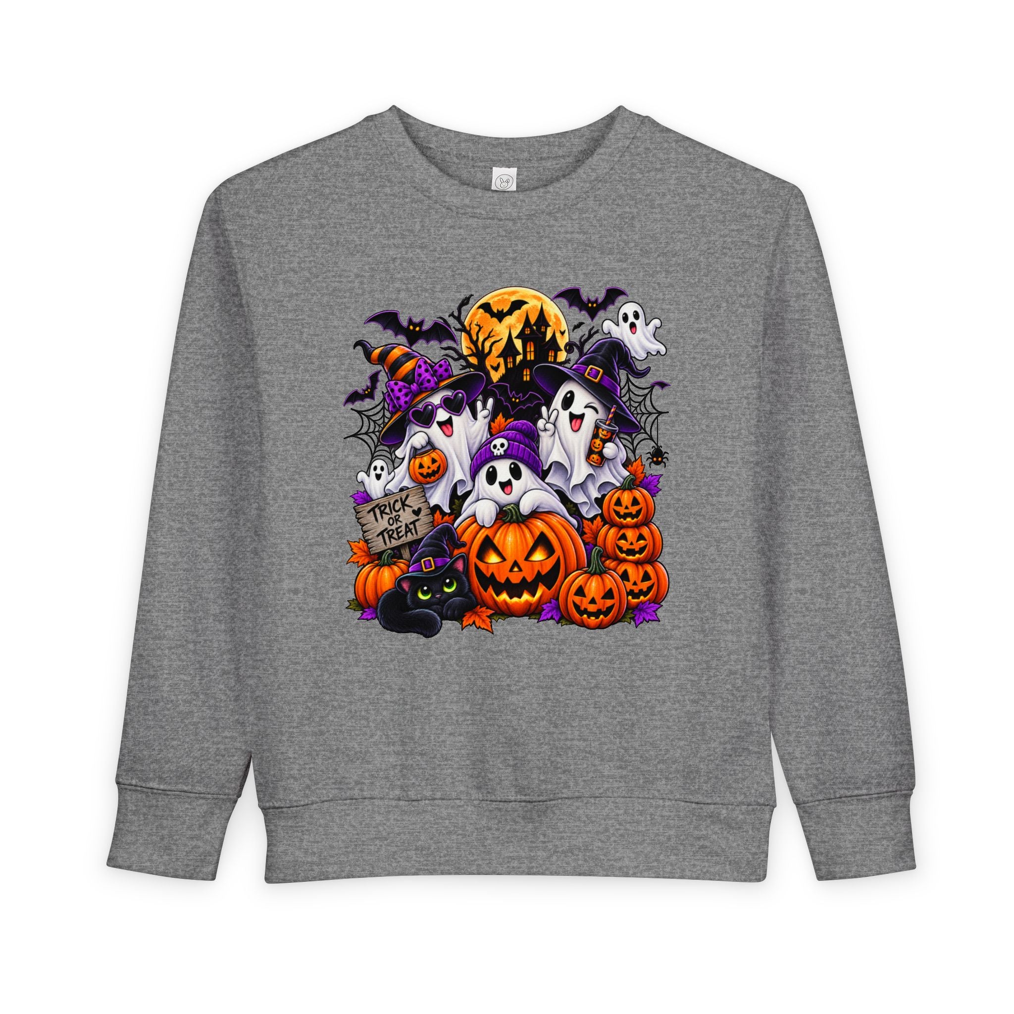 Toddler Sweatshirt — Cute Halloween Ghosts & Jack-O’-Lanterns Design