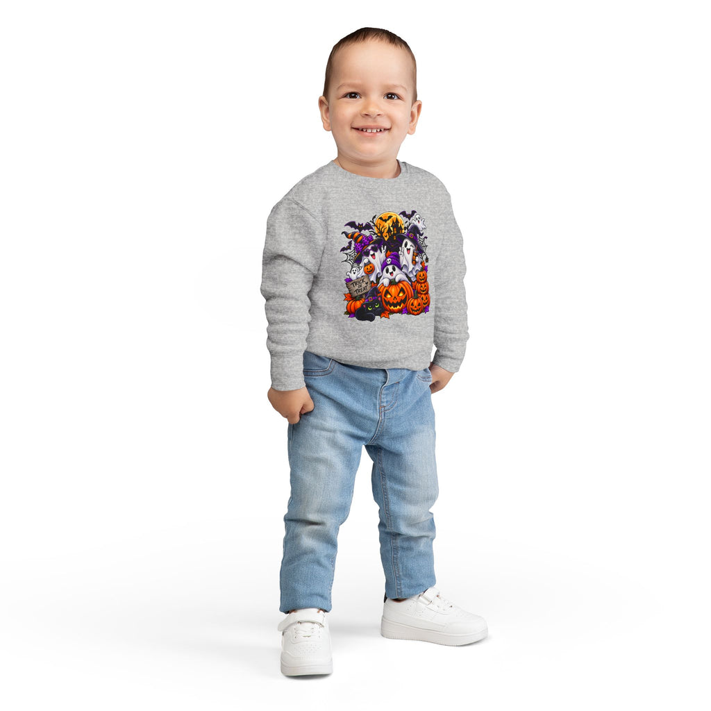 Toddler Sweatshirt — Cute Halloween Ghosts & Jack-O’-Lanterns Design