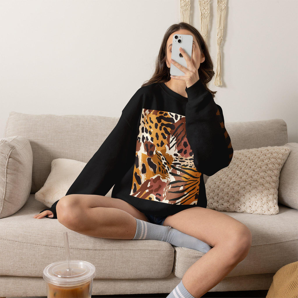 Leopard Tropical Print Sweatshirt | Animal Print Crewneck