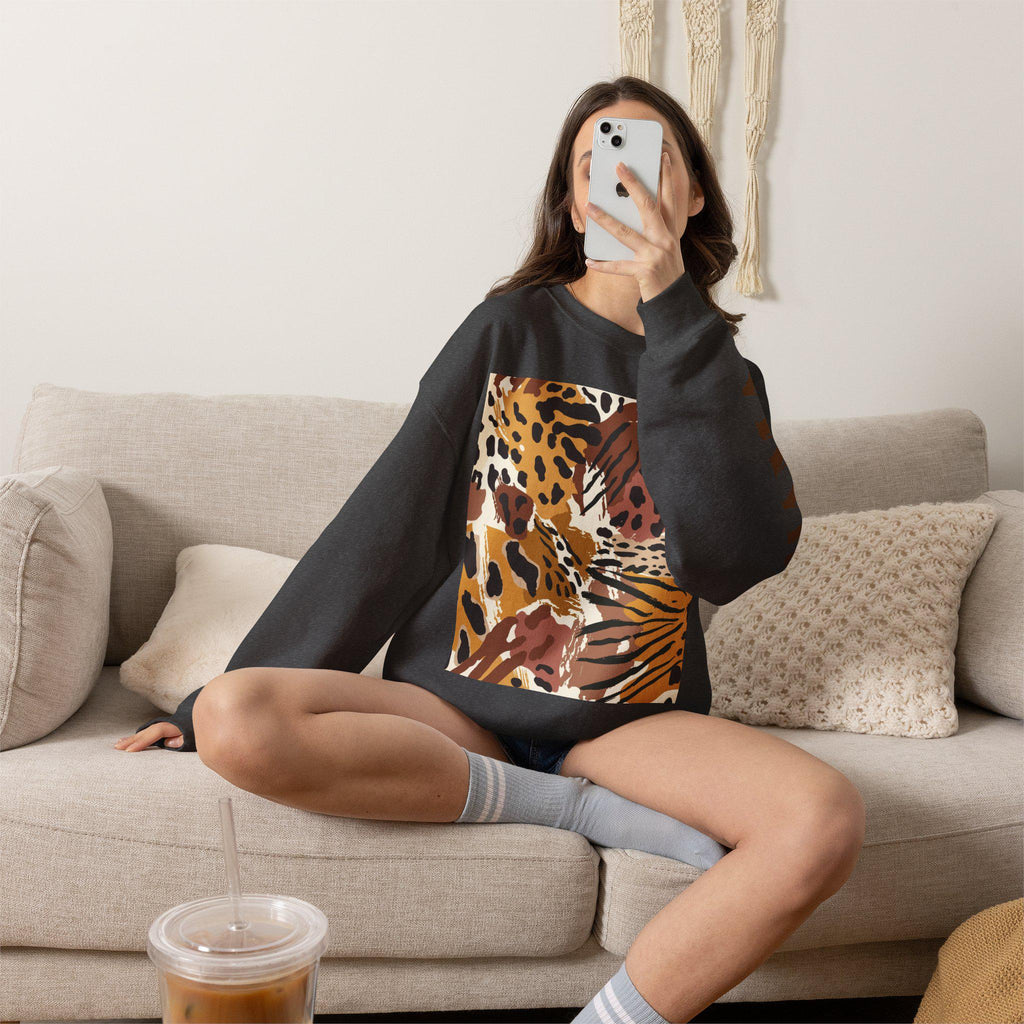 Leopard Tropical Print Sweatshirt | Animal Print Crewneck