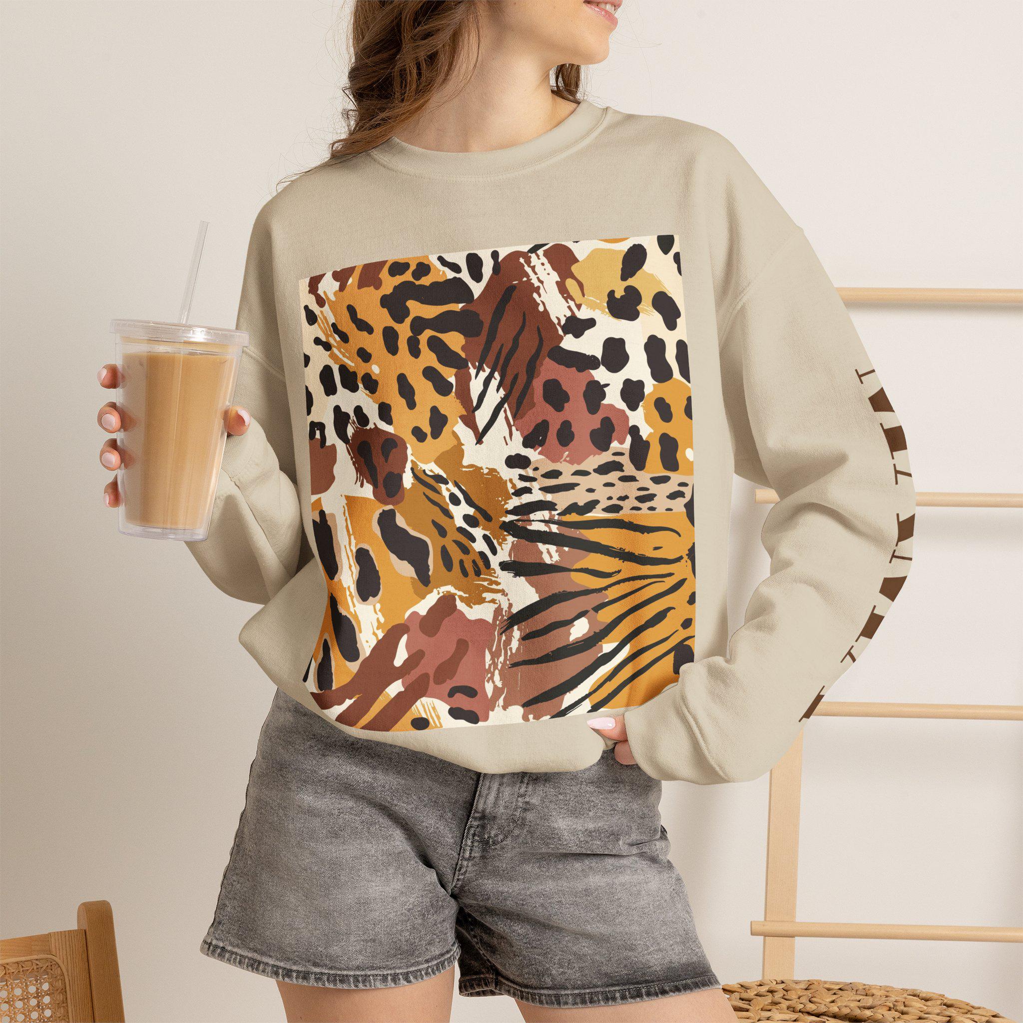 Leopard Tropical Print Sweatshirt | Animal Print Crewneck