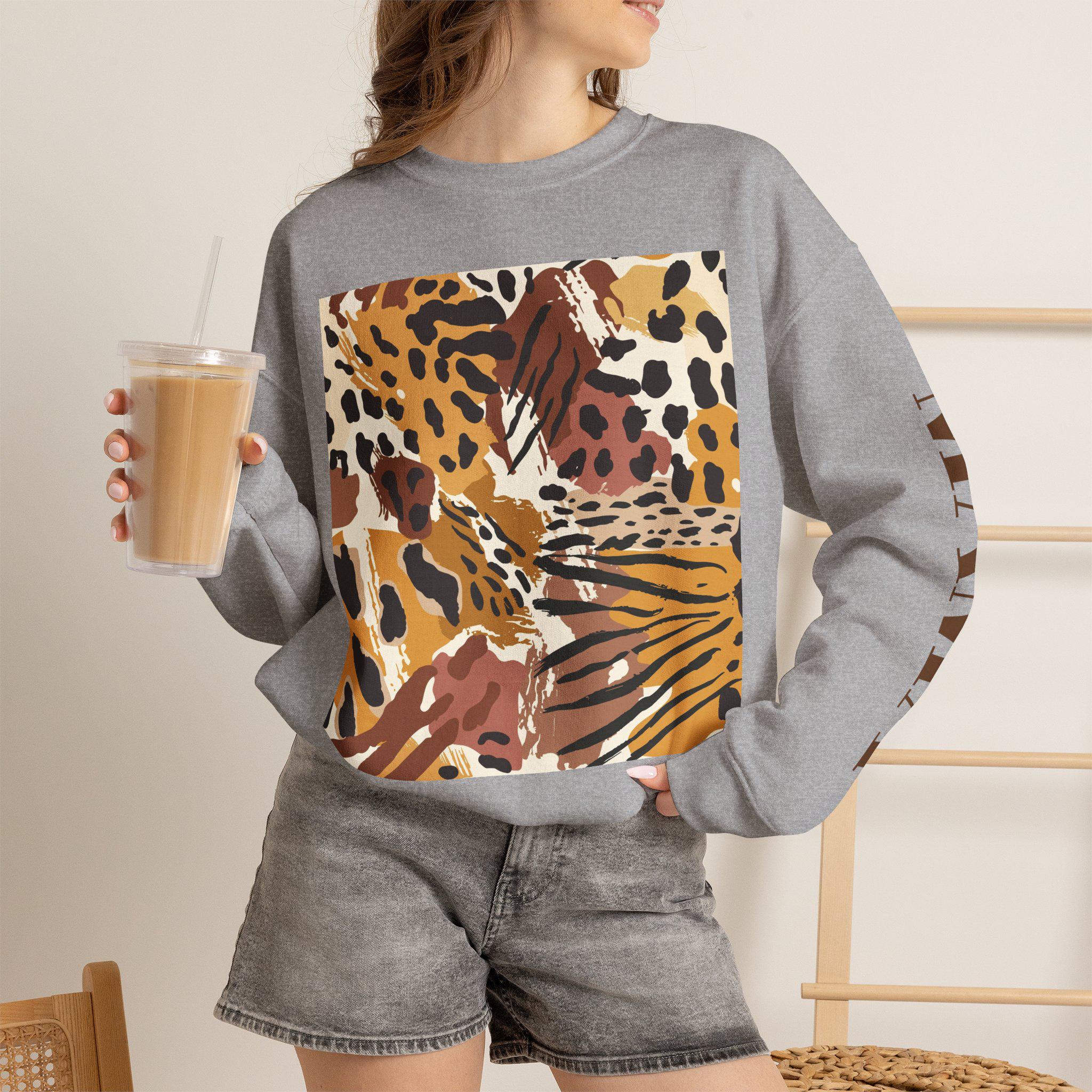 Leopard Tropical Print Sweatshirt | Animal Print Crewneck