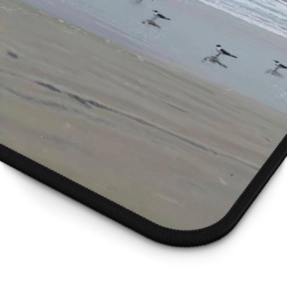 Personal Beach Scene Desk Mat, Seagulls Ocean Waves Neoprene Pad (12" x 18")
