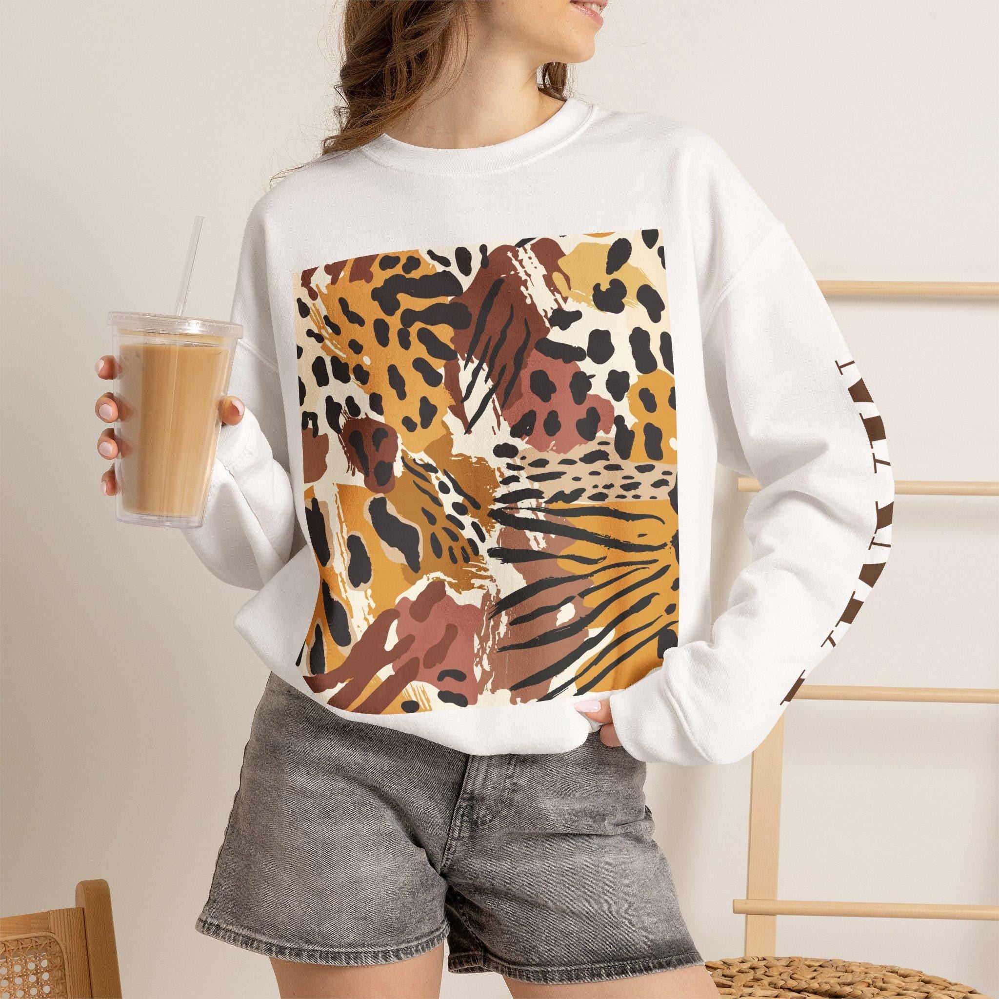 Leopard Tropical Print Sweatshirt | Animal Print Crewneck