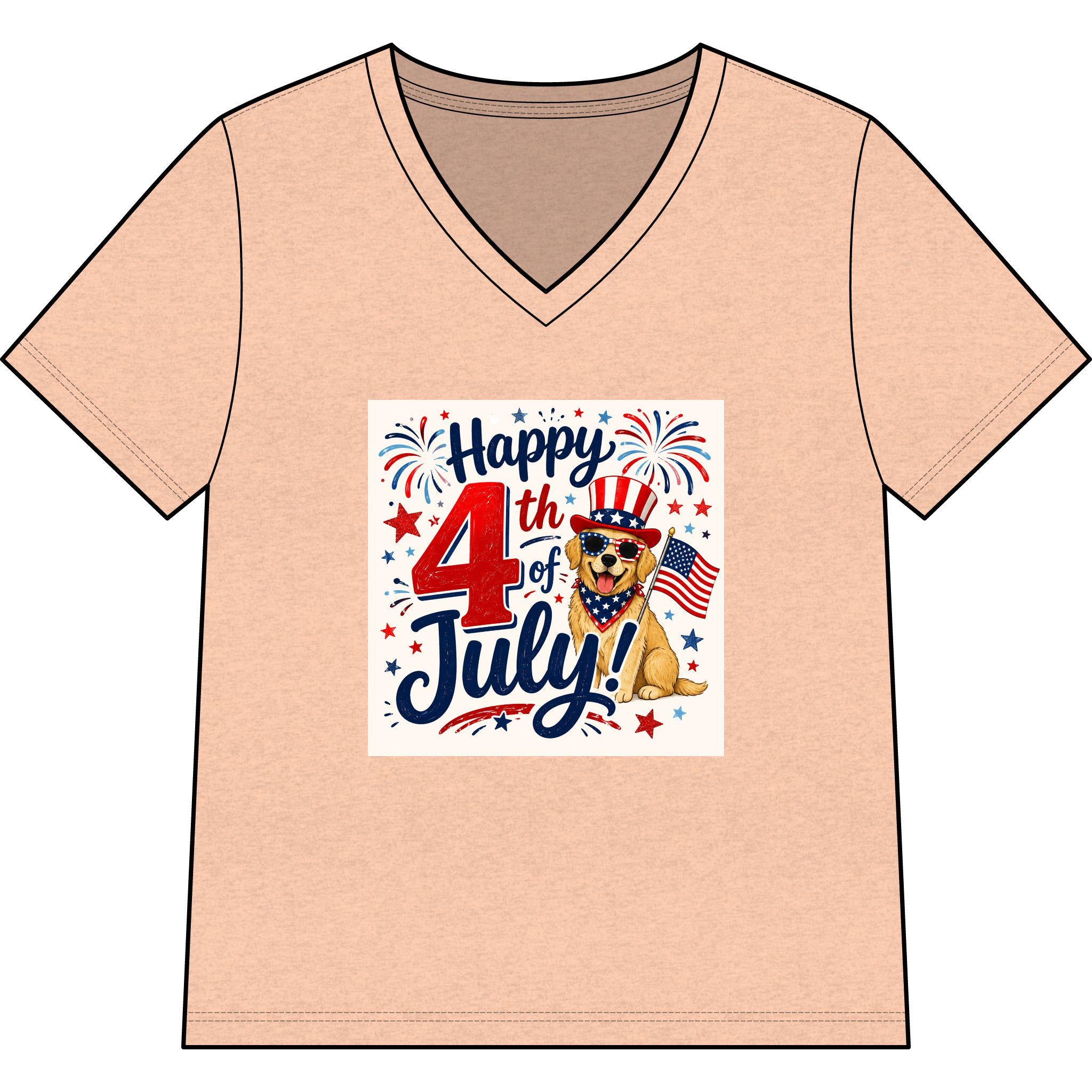 Happy 4th of July Dog Tee | V-Neck Patriotic Fireworks