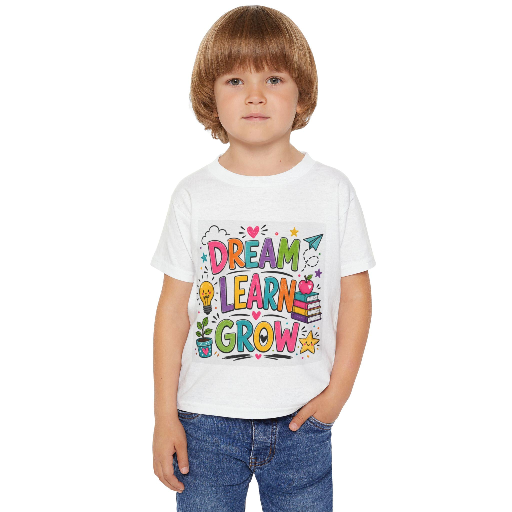 Dream Learn Grow Toddler T-Shirt | School Kids Education Graphic Tee