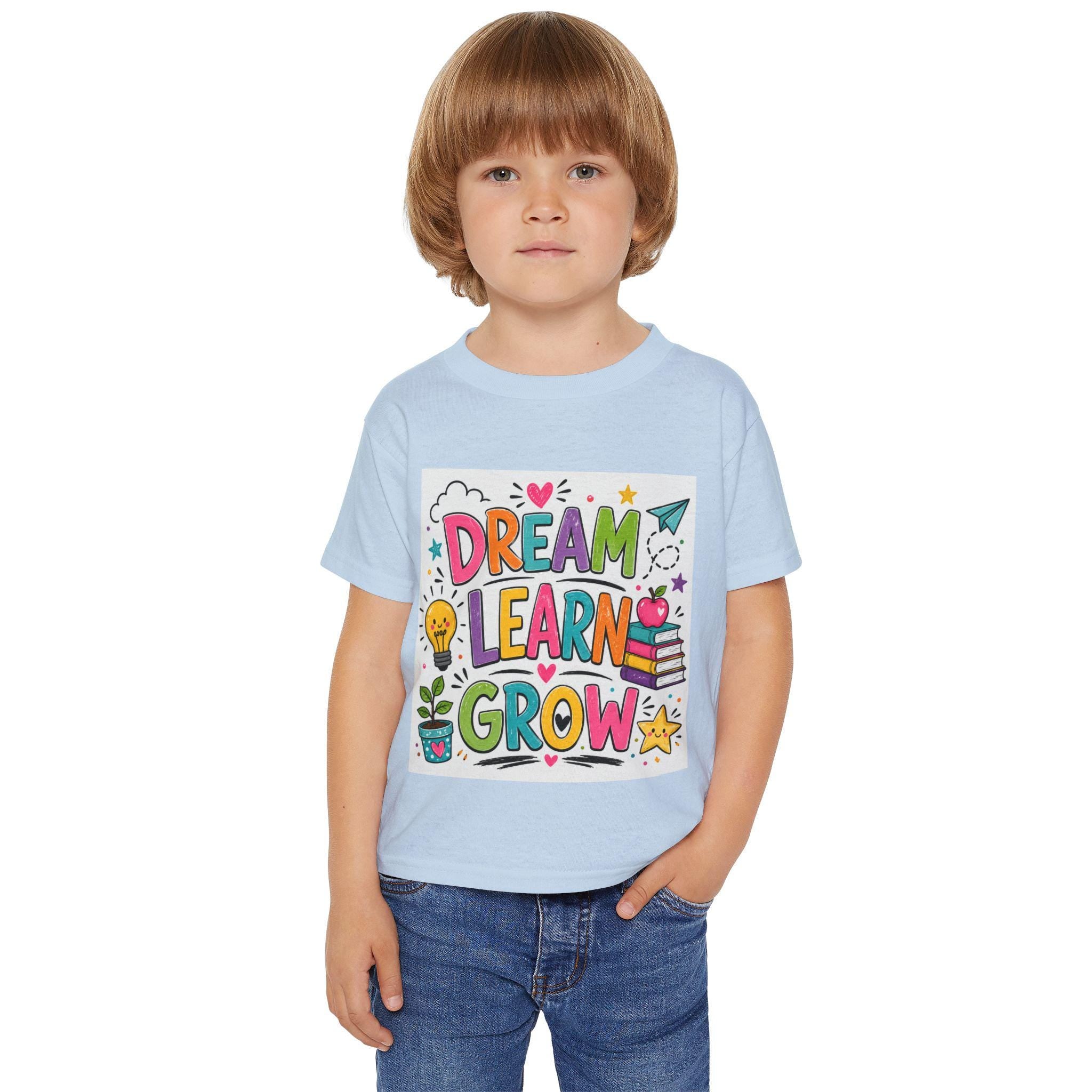 Dream Learn Grow Toddler T-Shirt | School Kids Education Graphic Tee