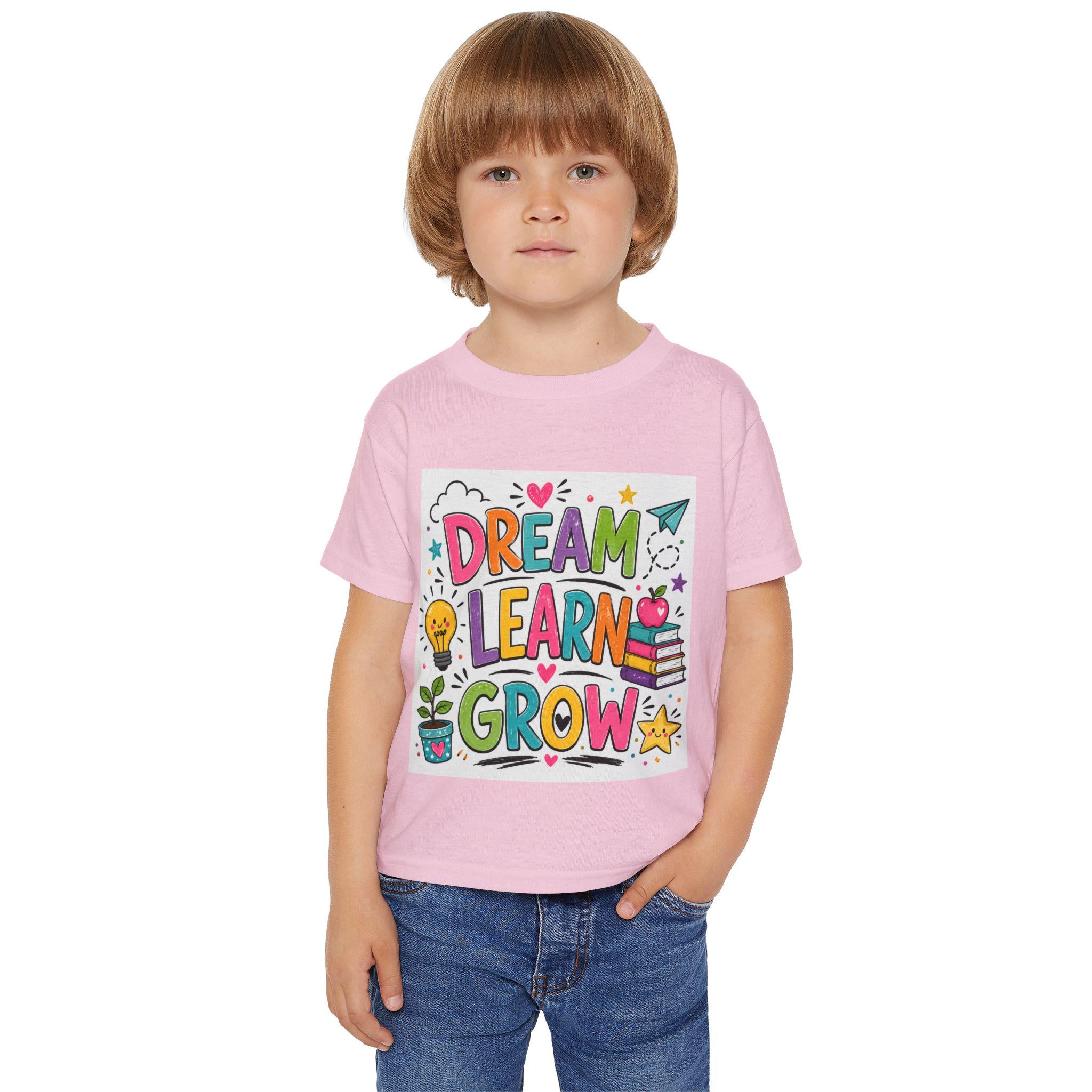 Dream Learn Grow Toddler T-Shirt | School Kids Education Graphic Tee